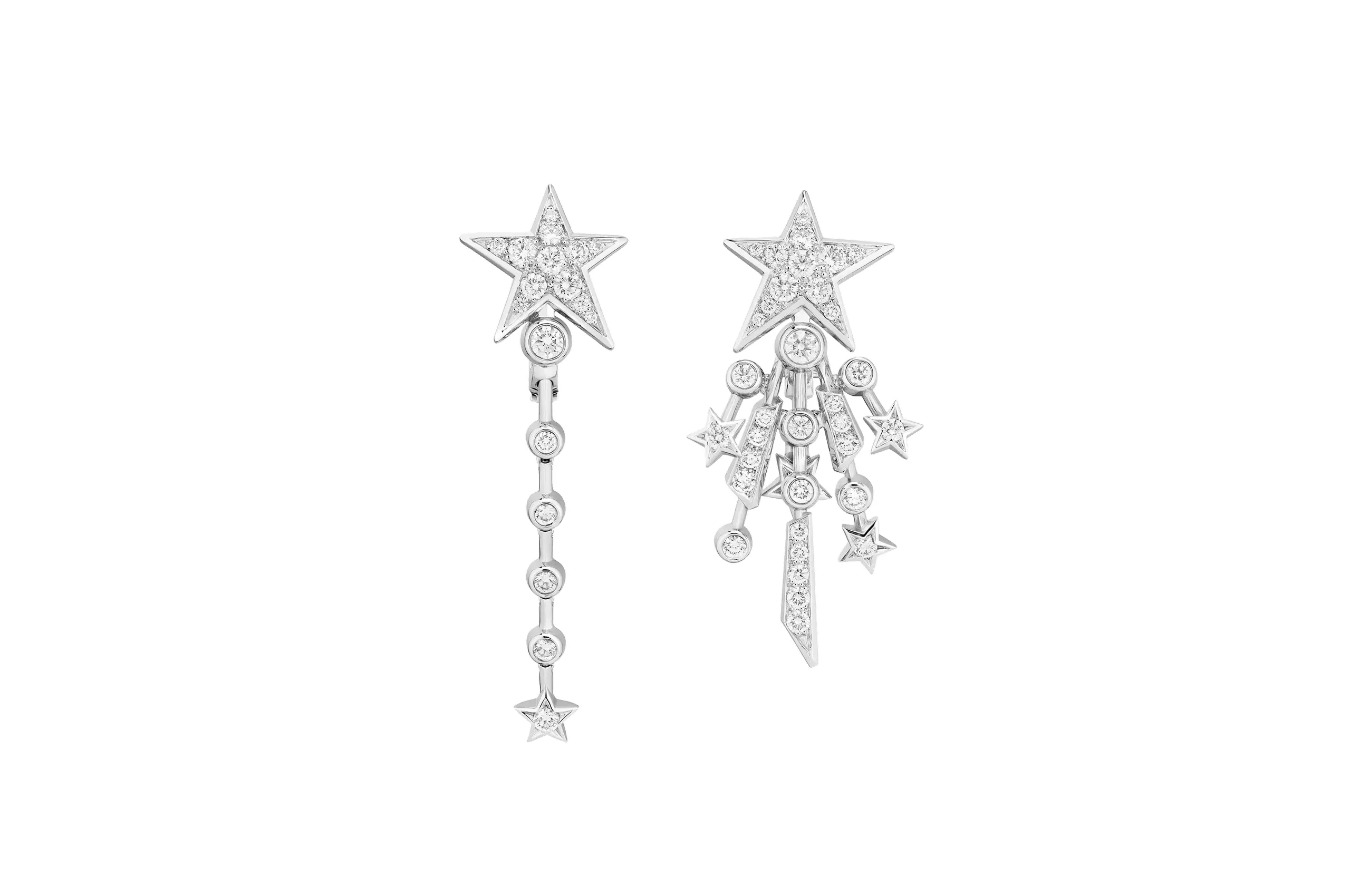 Chanel Rise and Shine earrings with natural polished diamonds in white gold from the Reach for the Stars High Jewellery collection