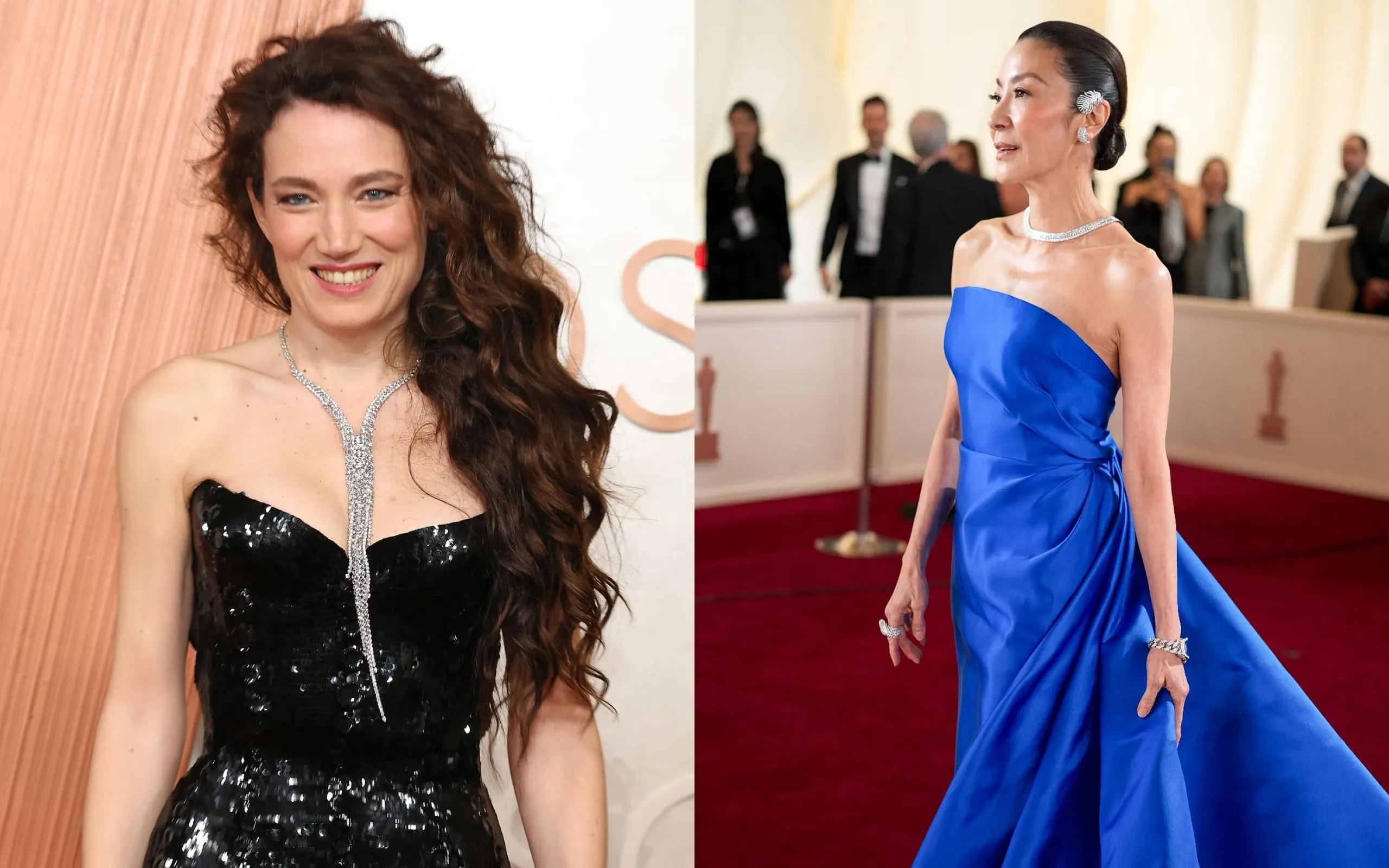 French filmmaker Coralie Fargeat and actress Michelle Yeoh at the 97th Annual Academy Awards 2025 wearing high jewellery pieces by Boucheron 