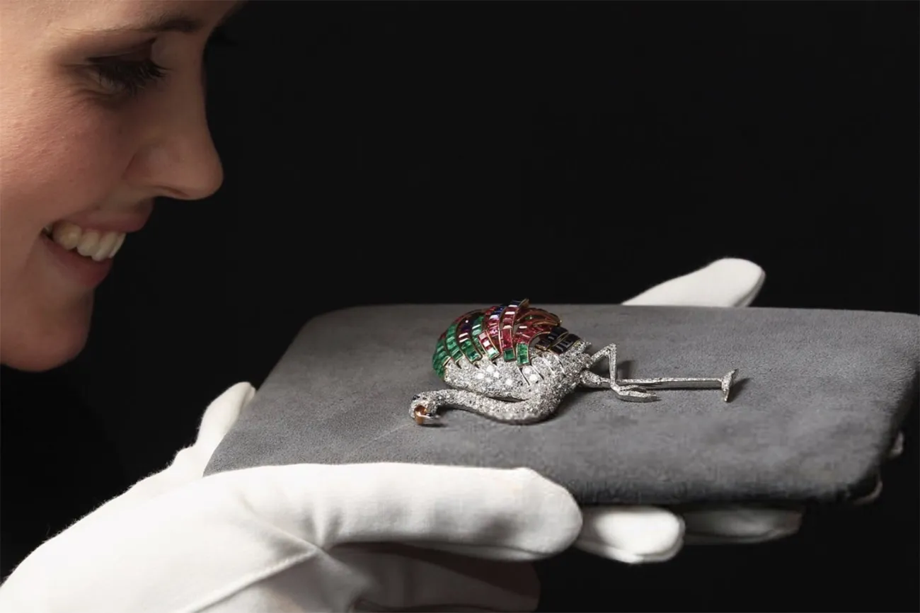 <p>Duchess of Windsor’s Cartier Flamingo Brooch</p>