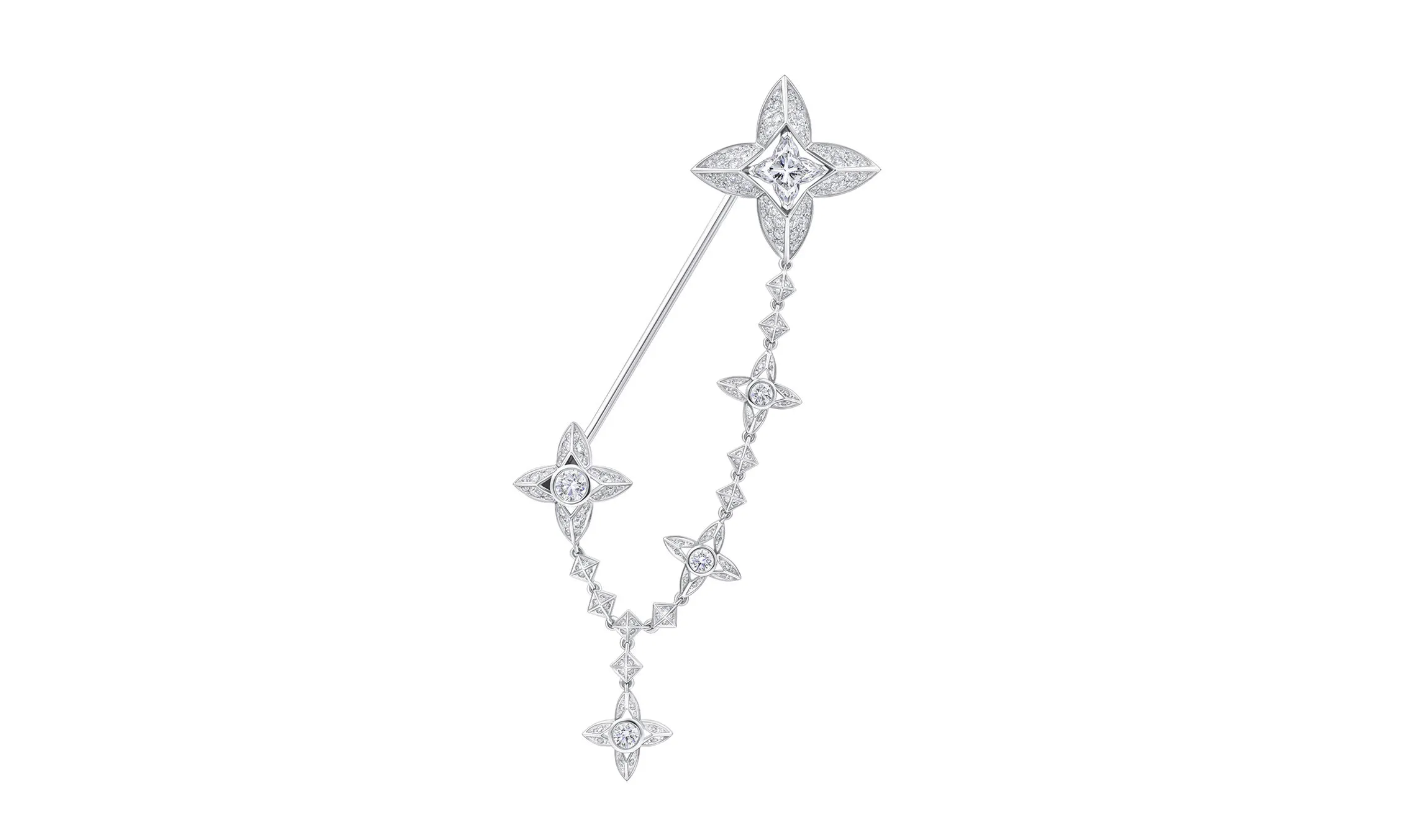 Louis Vuitton Élégance brooch with an LV Monogram Star-cut diamond and further diamonds from Chapter II of the Awakened Hands, Awakened Minds High Jewellery collection