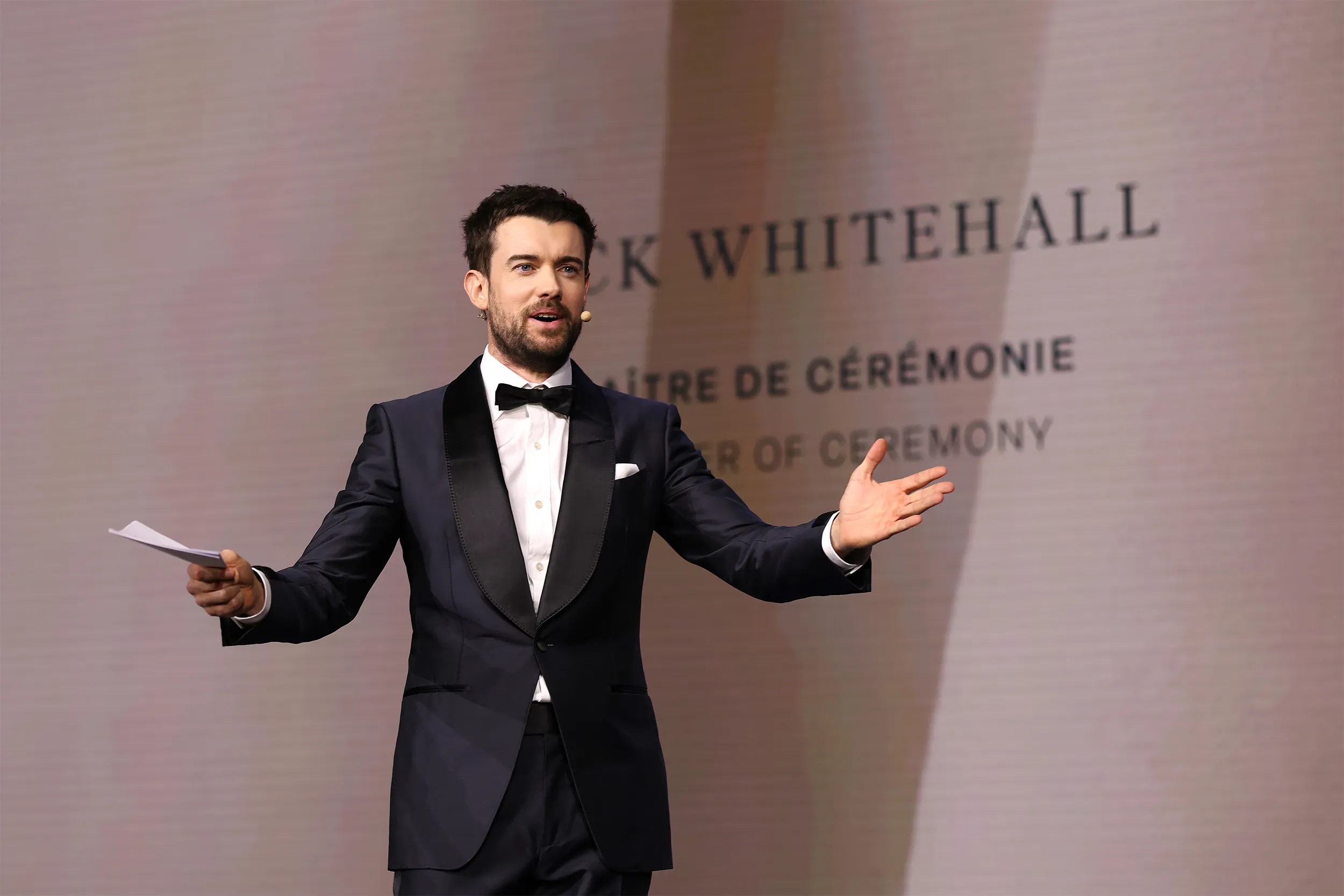 <p>The British comedian and actor Jack Whitehall was host for the night</p>
