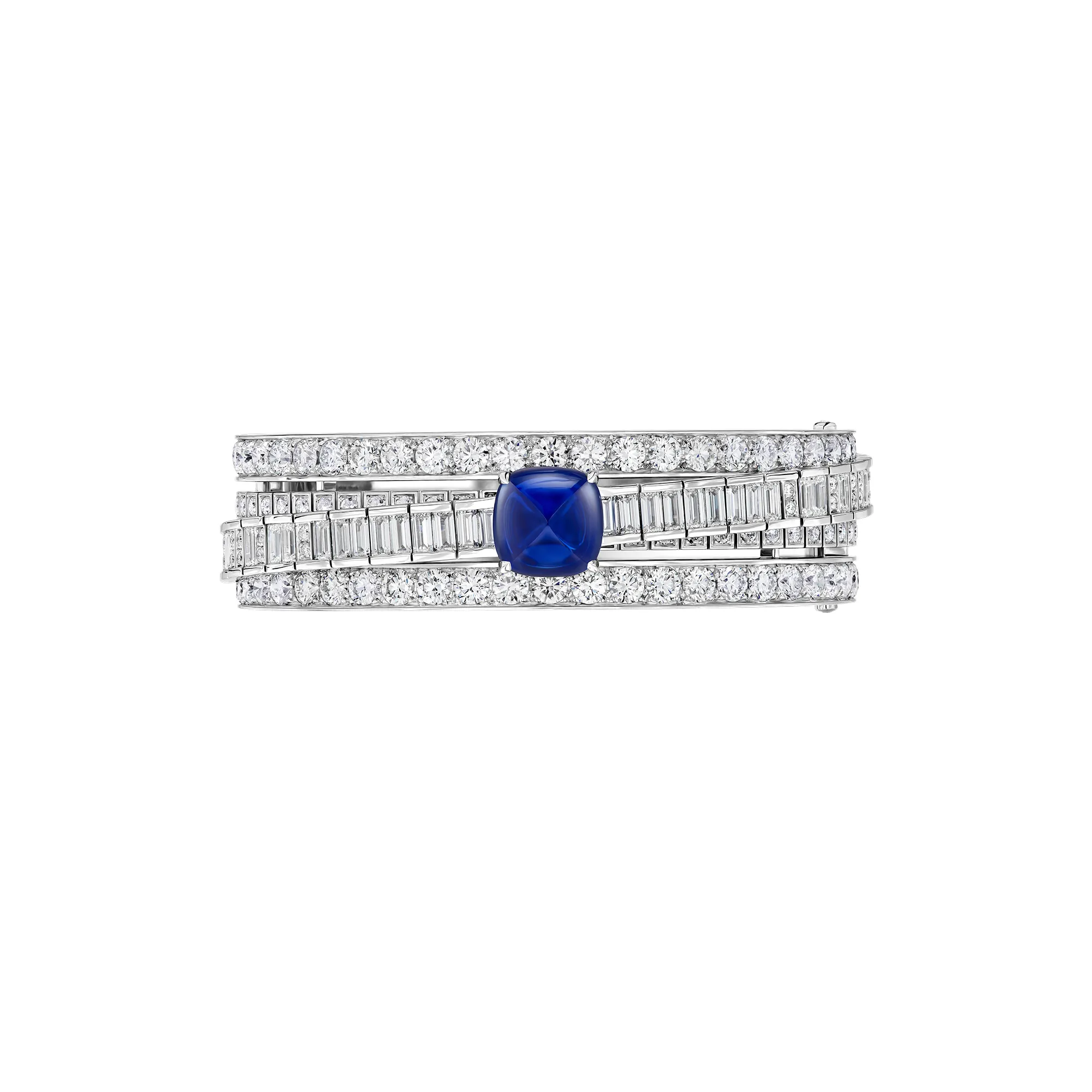 Louis Vuitton Gravité bracelet with a sugarloaf sapphire and diamonds from Chapter II of the Awakened Hands, Awakened Minds High Jewellery collection