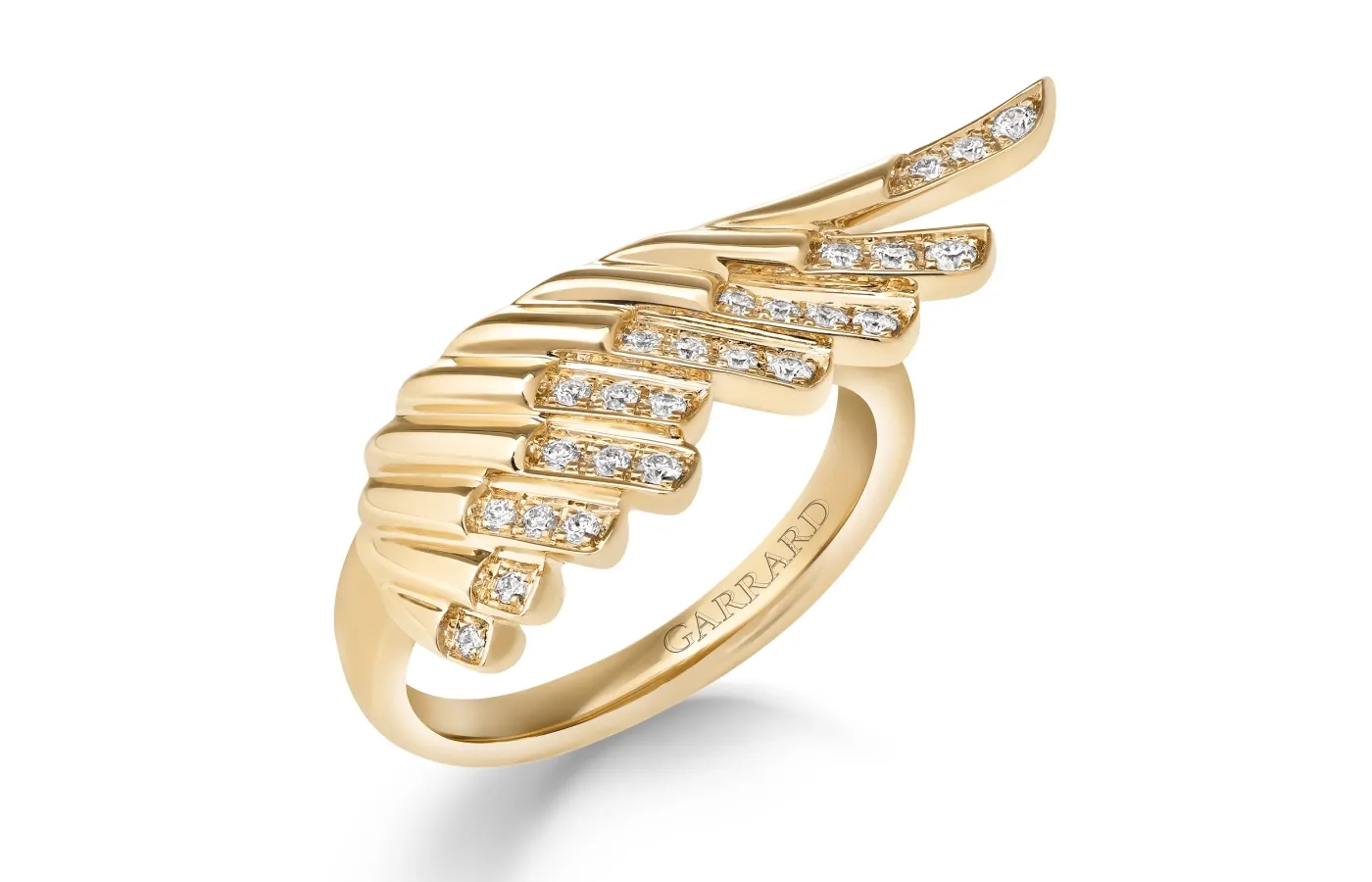 Garrard Mini Icons ring from the Wings collection with diamonds in 18k yellow gold