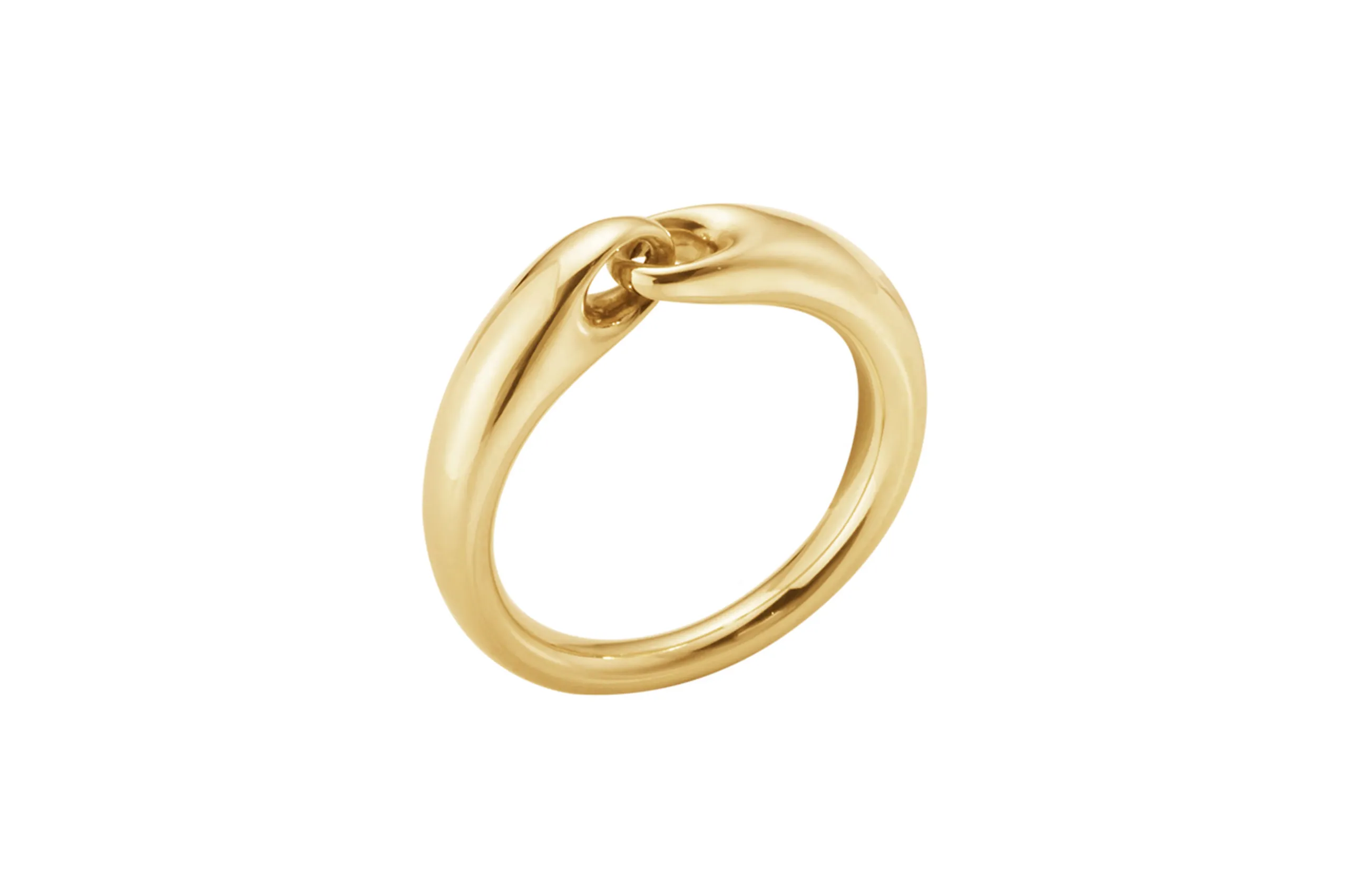 Georg Jensen's Reflect Link ring in 18K yellow gold offers a fresh take on the chain motif—a symbol of unity.