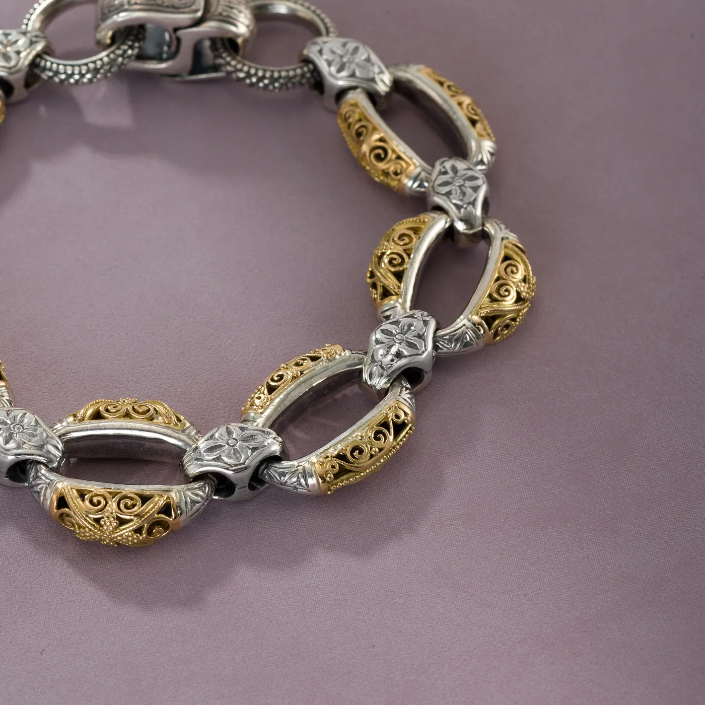 The Garden Shadows bracelet in sterling silver and 18k yellow gold by Gerochristo Jewelry