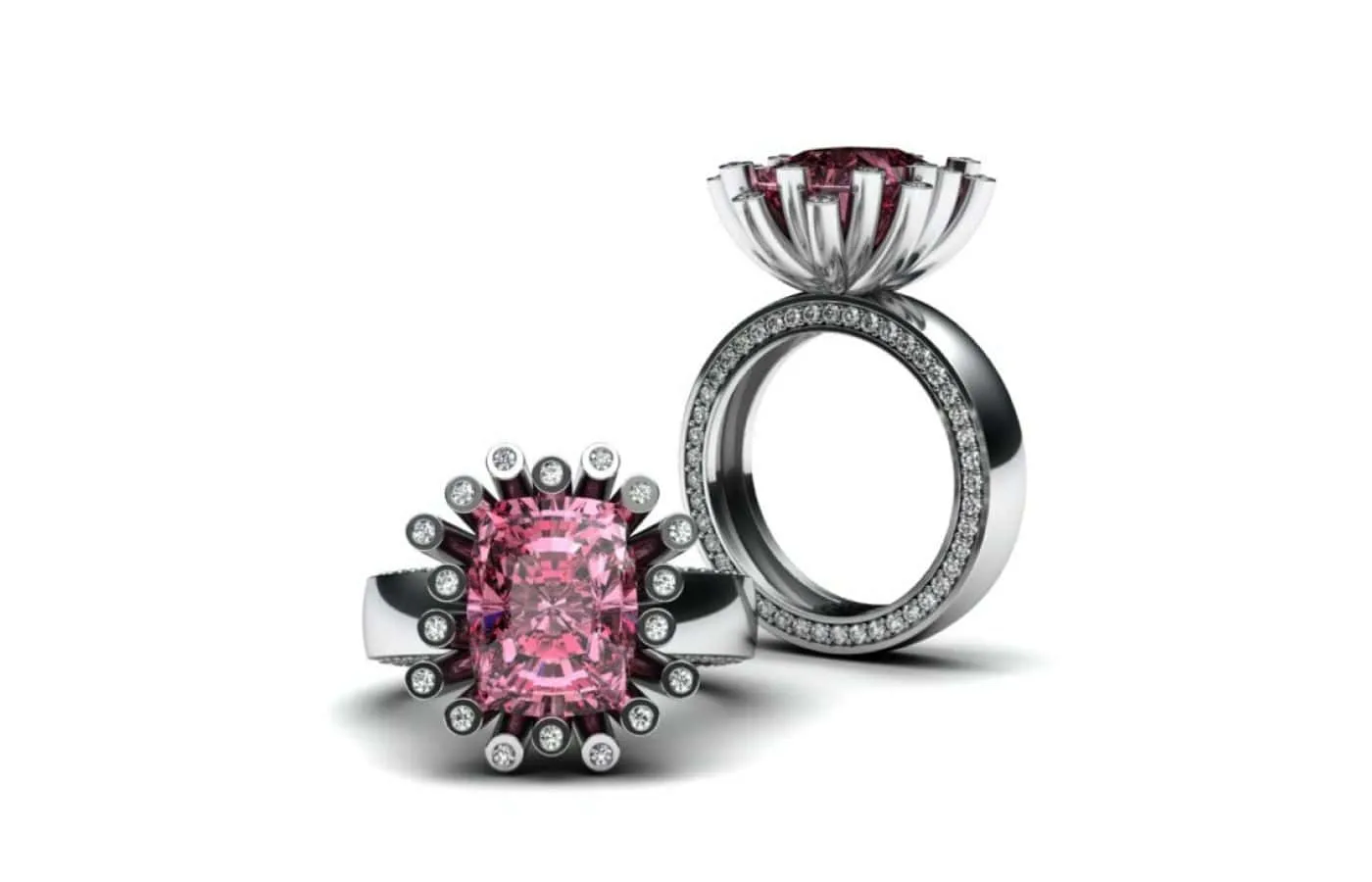 Korbička Šperky ring in 18k white gold with a pink tourmaline centre