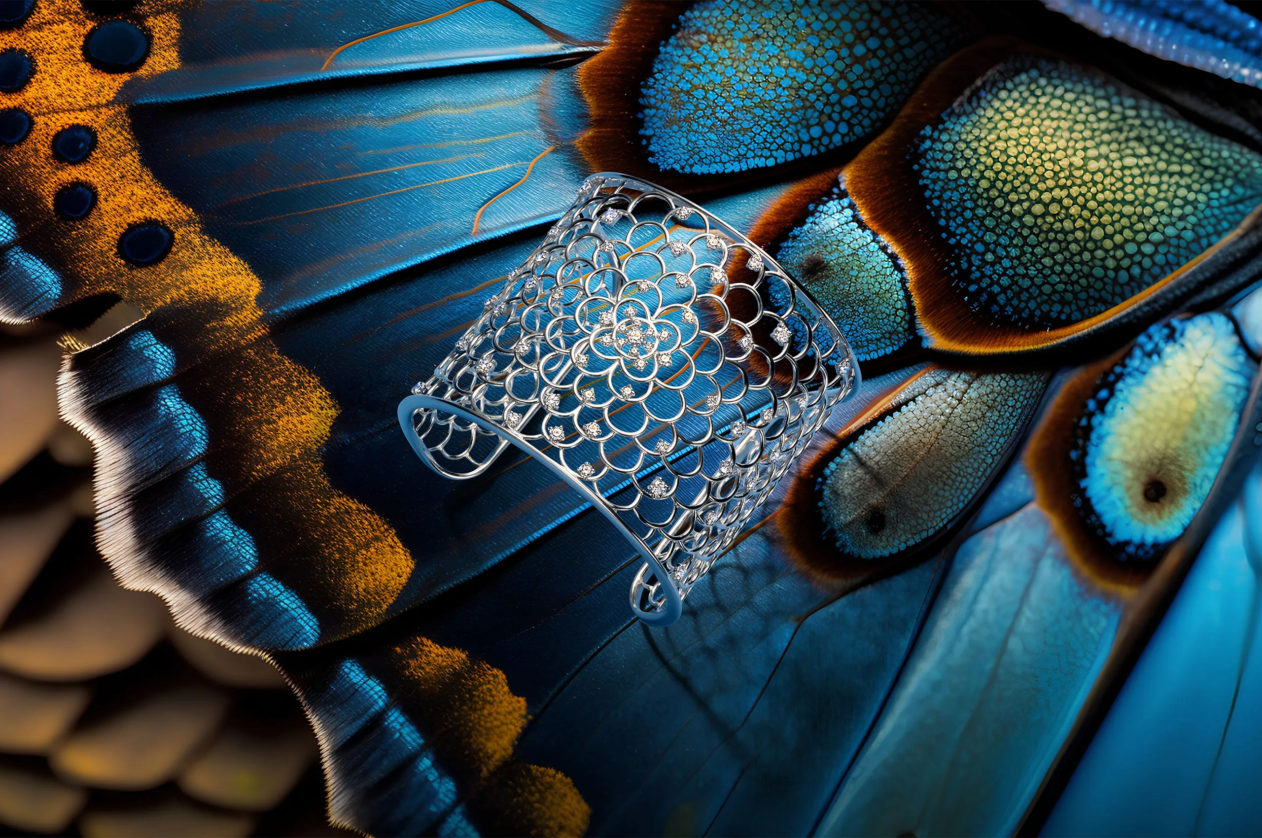 Histoire d’Elle diamond-set openwork cuff bracelet from the Les Natur 'Elle collection