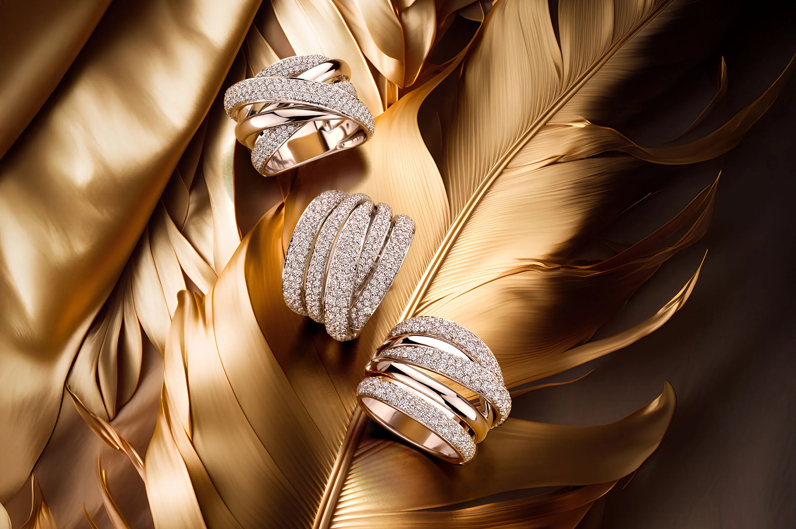 A trio of diamond rings from the Histoire d’Elle Les Incondition 'Elle collection