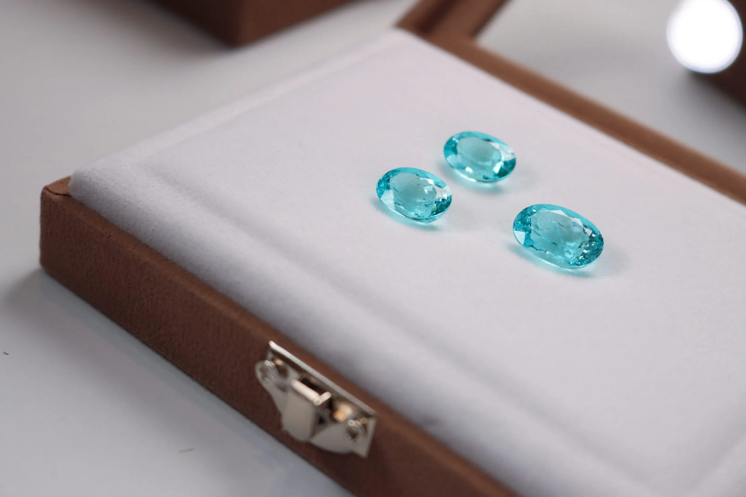 Brasil Gem Commerce specialises in large, oval-shaped Paraiba tourmalines such as these, which are mined in Mozambique and Nigeria 