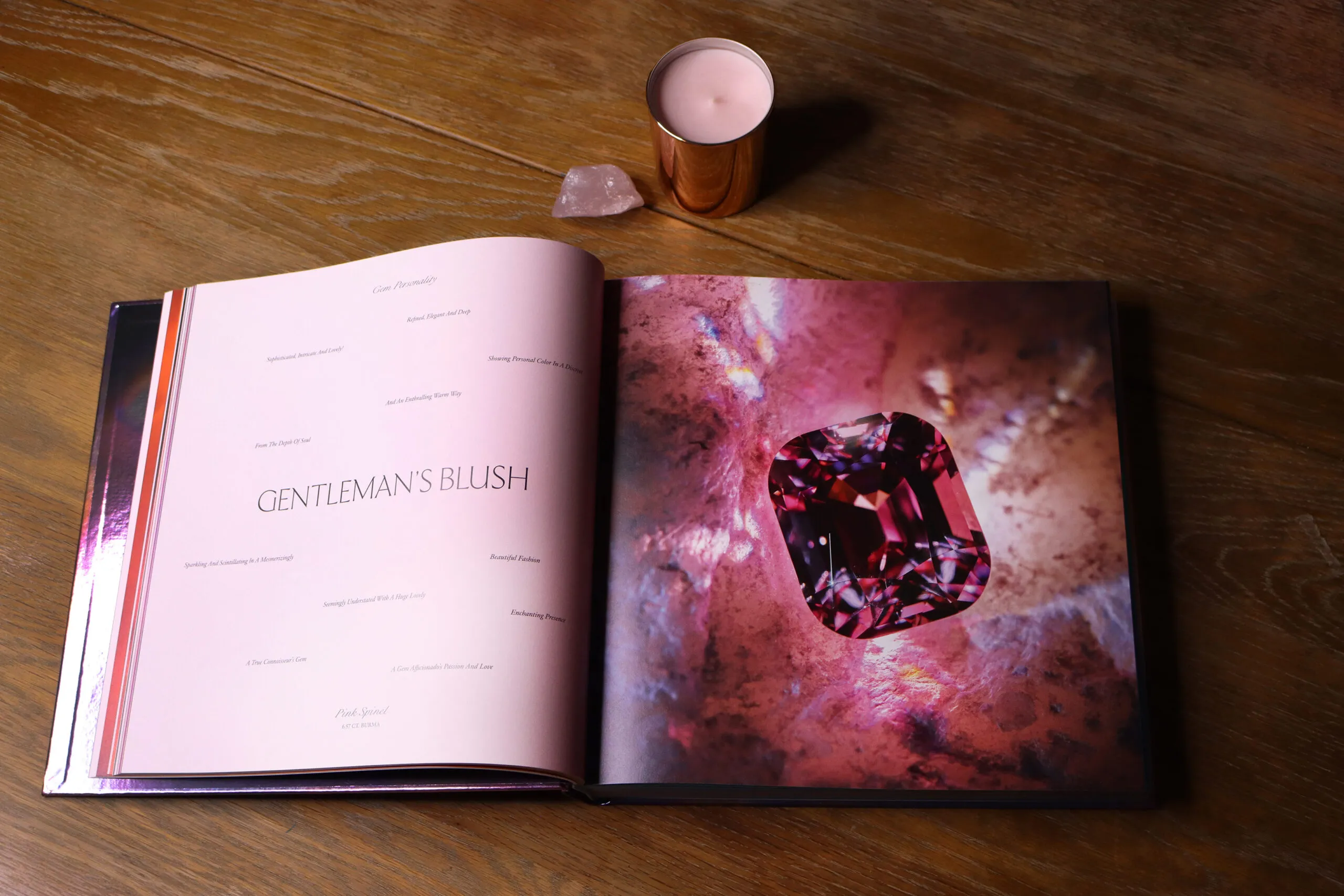 The ‘Gentleman’s Blush’ Burmese pink spinel weighing 6.75 carats captured in the Gem Love Letters coffee table book by Doris Hangartner