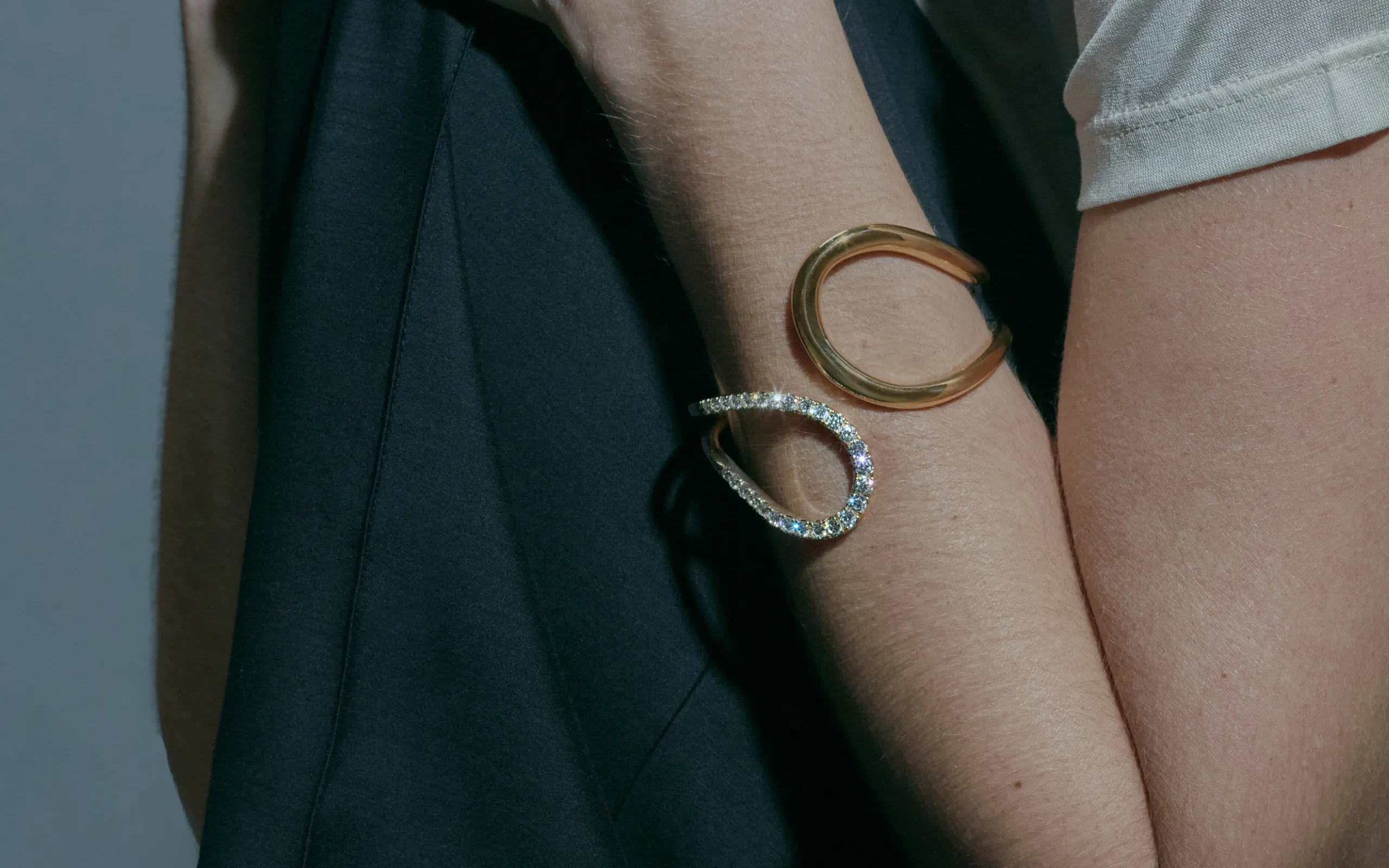 Isabel Gemology Maria cuff bracelet with 3.05 carats of diamonds in 14k yellow gold