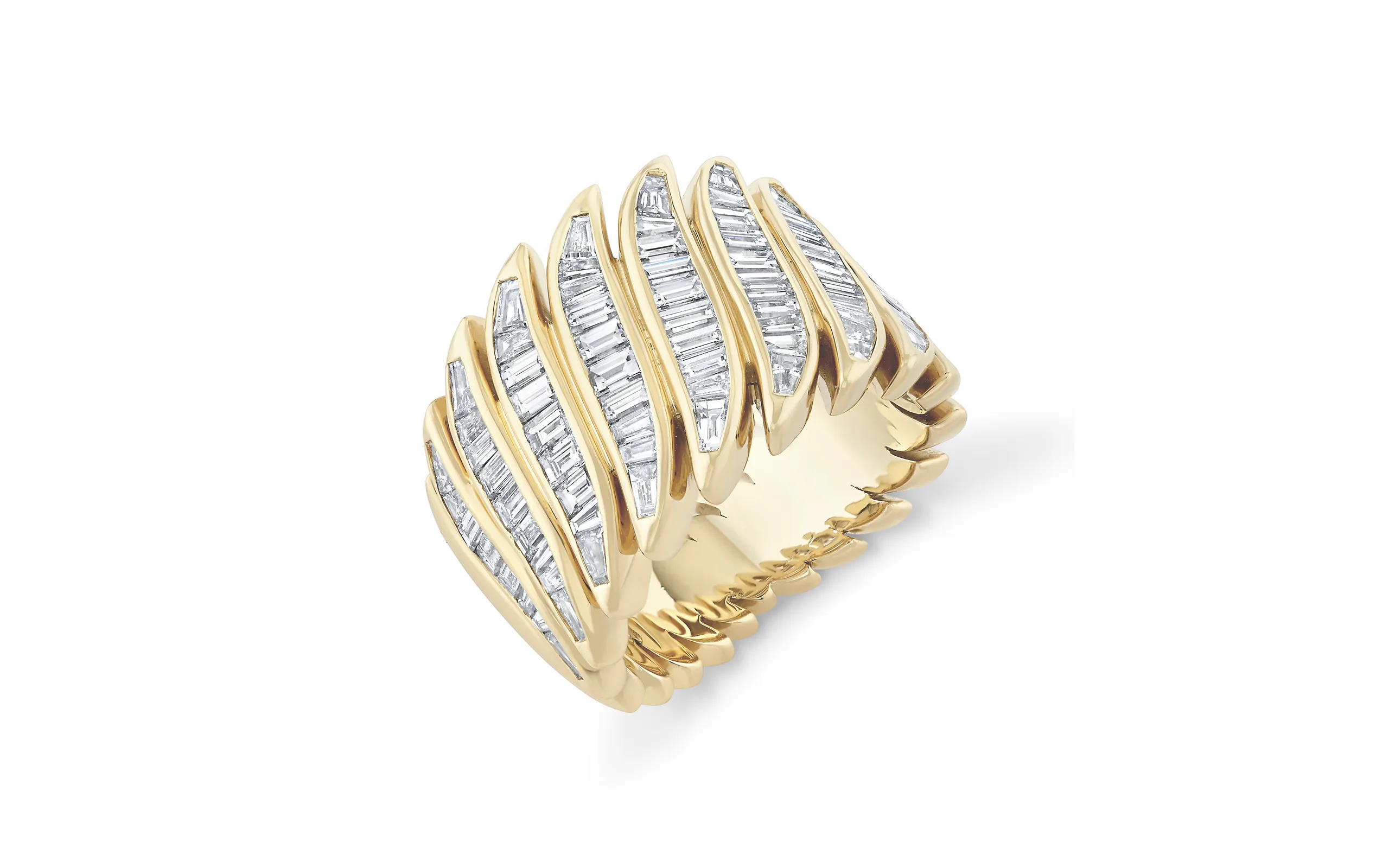 Isabel Gemology Stephanie Baguette ring with 3.60 carats of diamonds in 18k yellow gold 