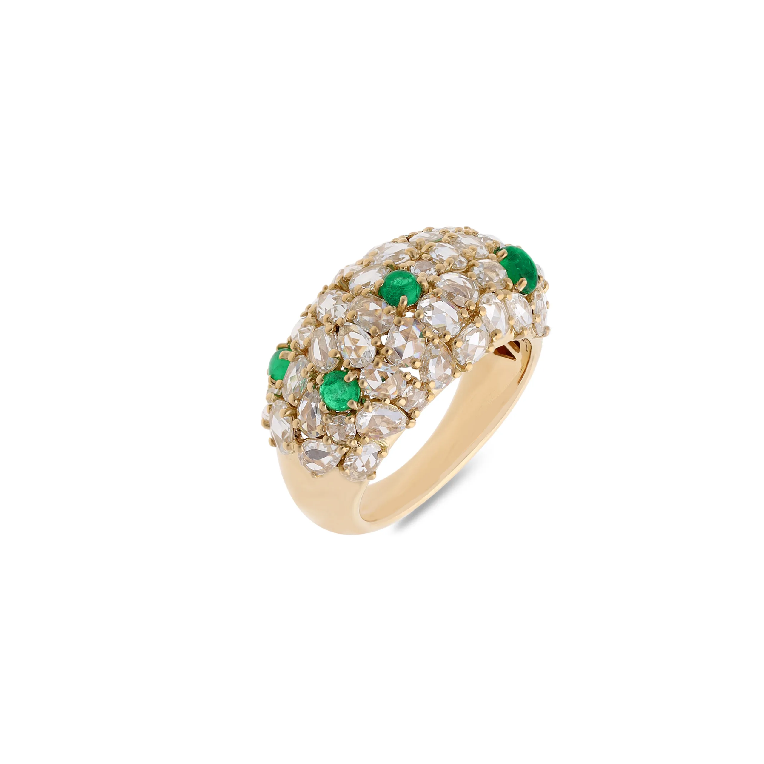 Gyan Jaipur ring from the Jaipur collection with diamonds and emeralds in 18k yellow gold 