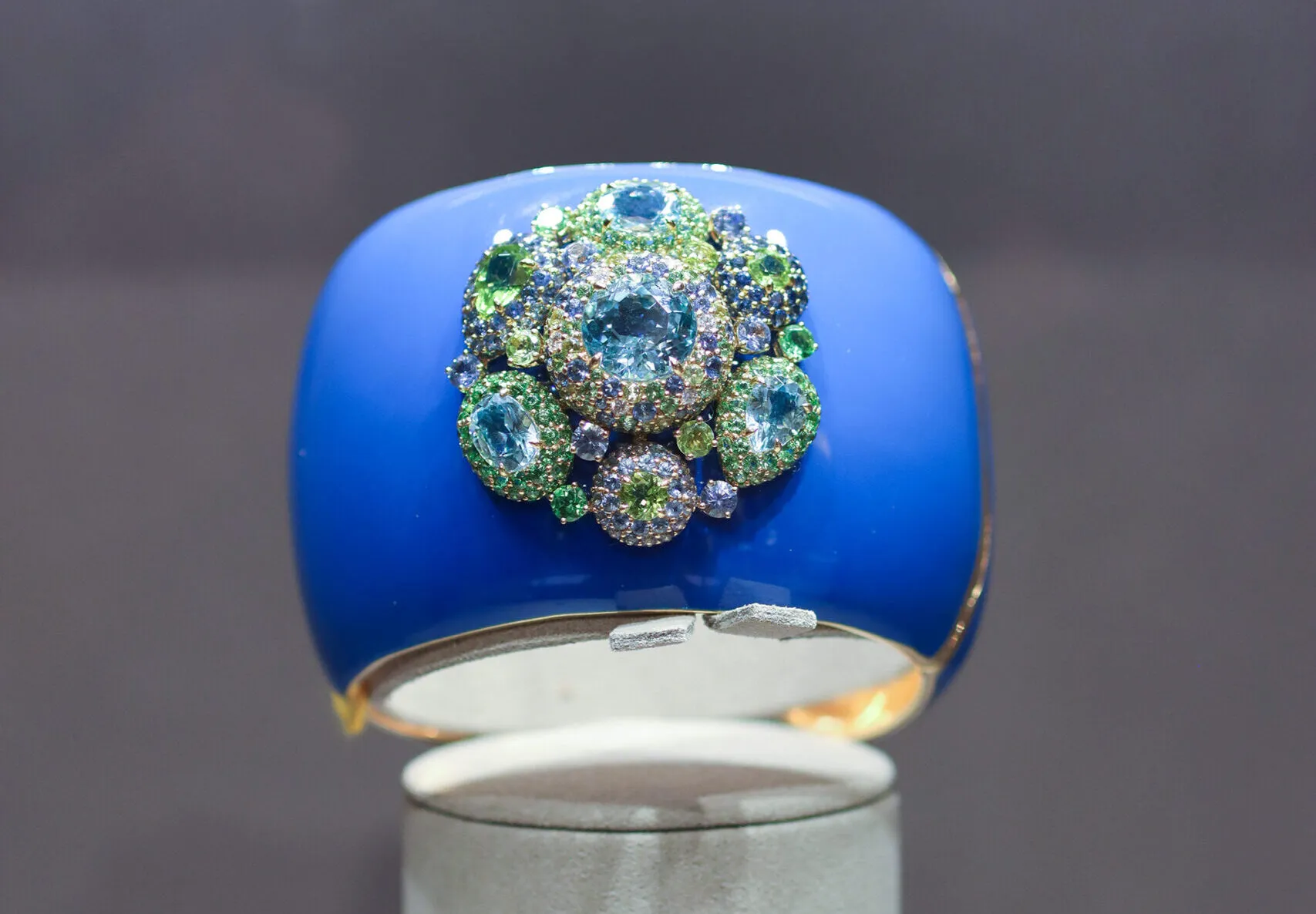 A statement cuff bracelet on display at the recently opened Jaipur Gems boutique in Abu Dhabi, its second in the United Arab Emirates 