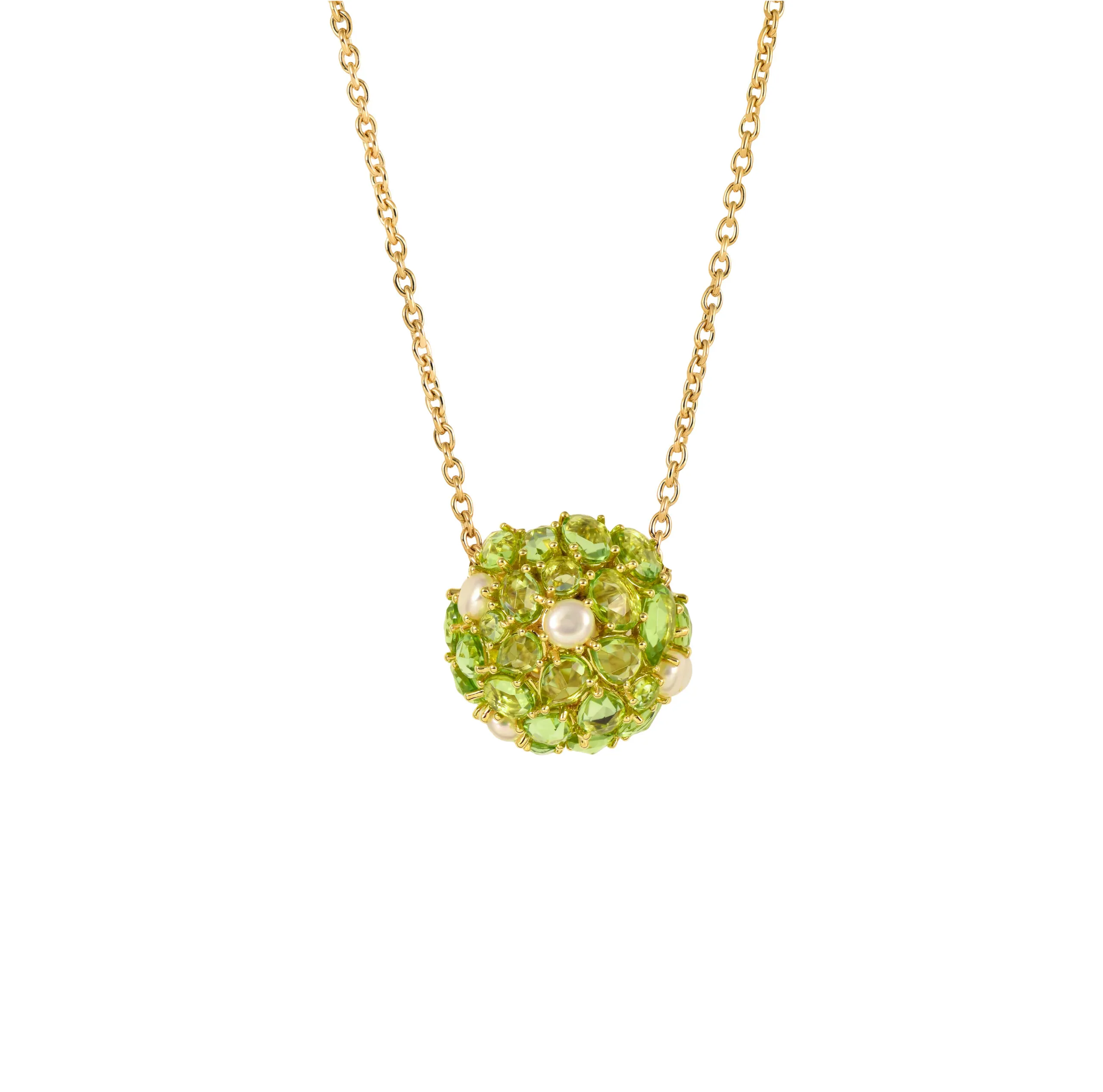 Gyan Jaipur pendant from the Jaipur collection with peridot and pearls in 18k yellow gold 