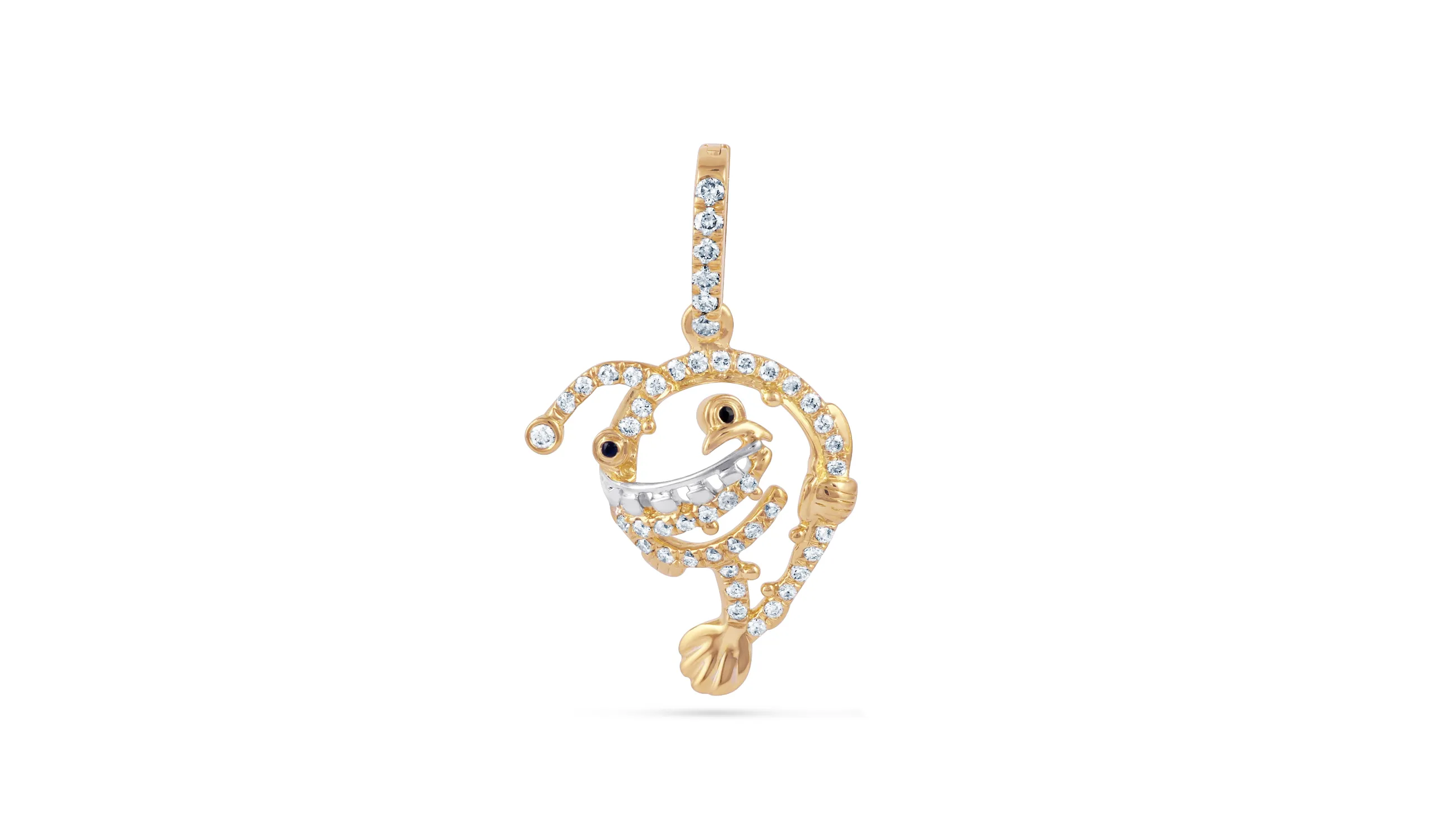 Karina Choudhrie Big Splash Circus Lantern Fish outline pendant with diamonds in yellow gold