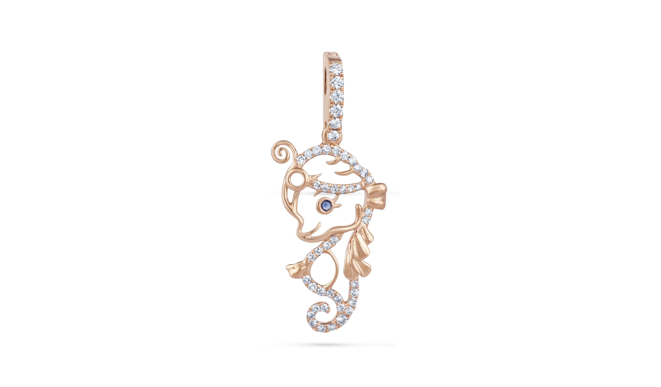 Karina Choudhrie Big Splash Circus Seahorse outline pendant with diamonds in two-tone gold