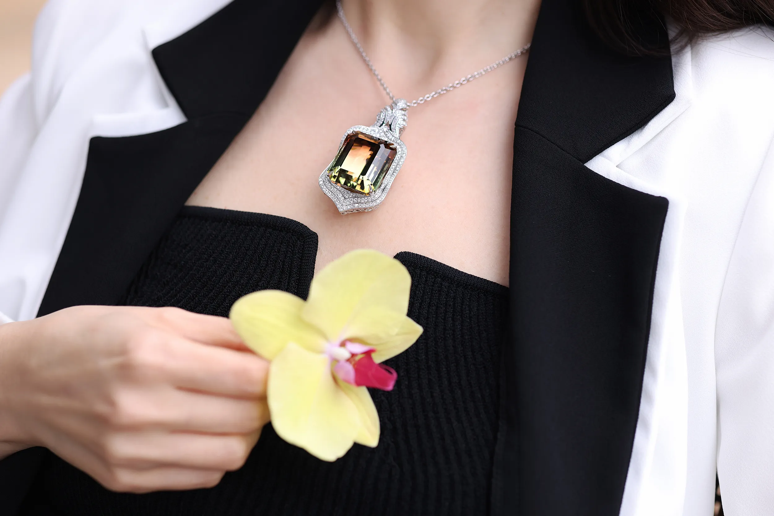 <p>Mined in Afghanistan, the 130.70ct bi-colour tourmaline comes with a special booklet from the AGL laboratory emphasising its rarity and uniqueness</p>