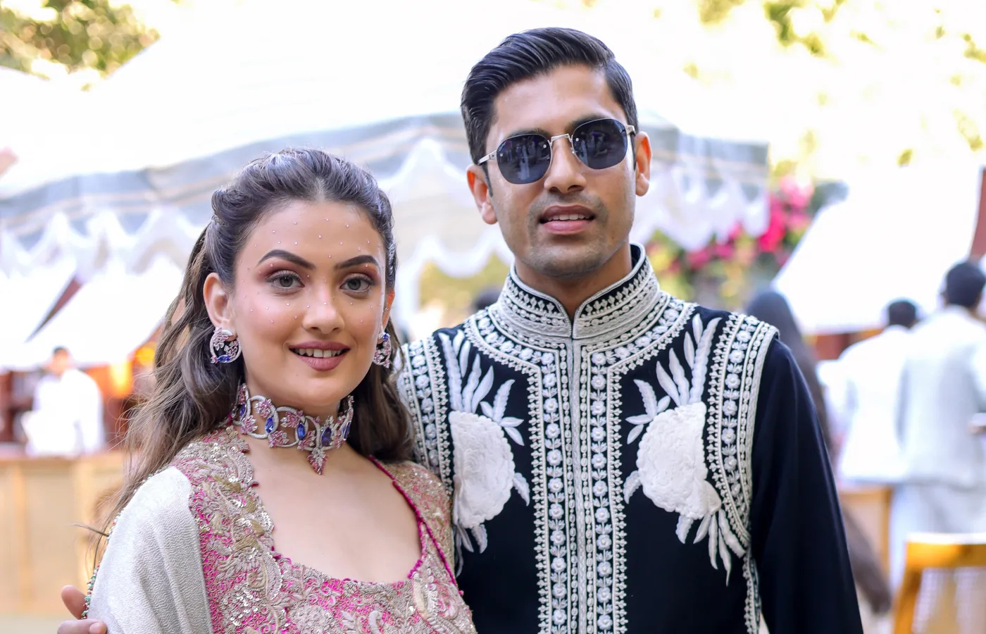 The bride and groom, Priyal and Devansh, celebrating their marriage in style in Jaipur, India