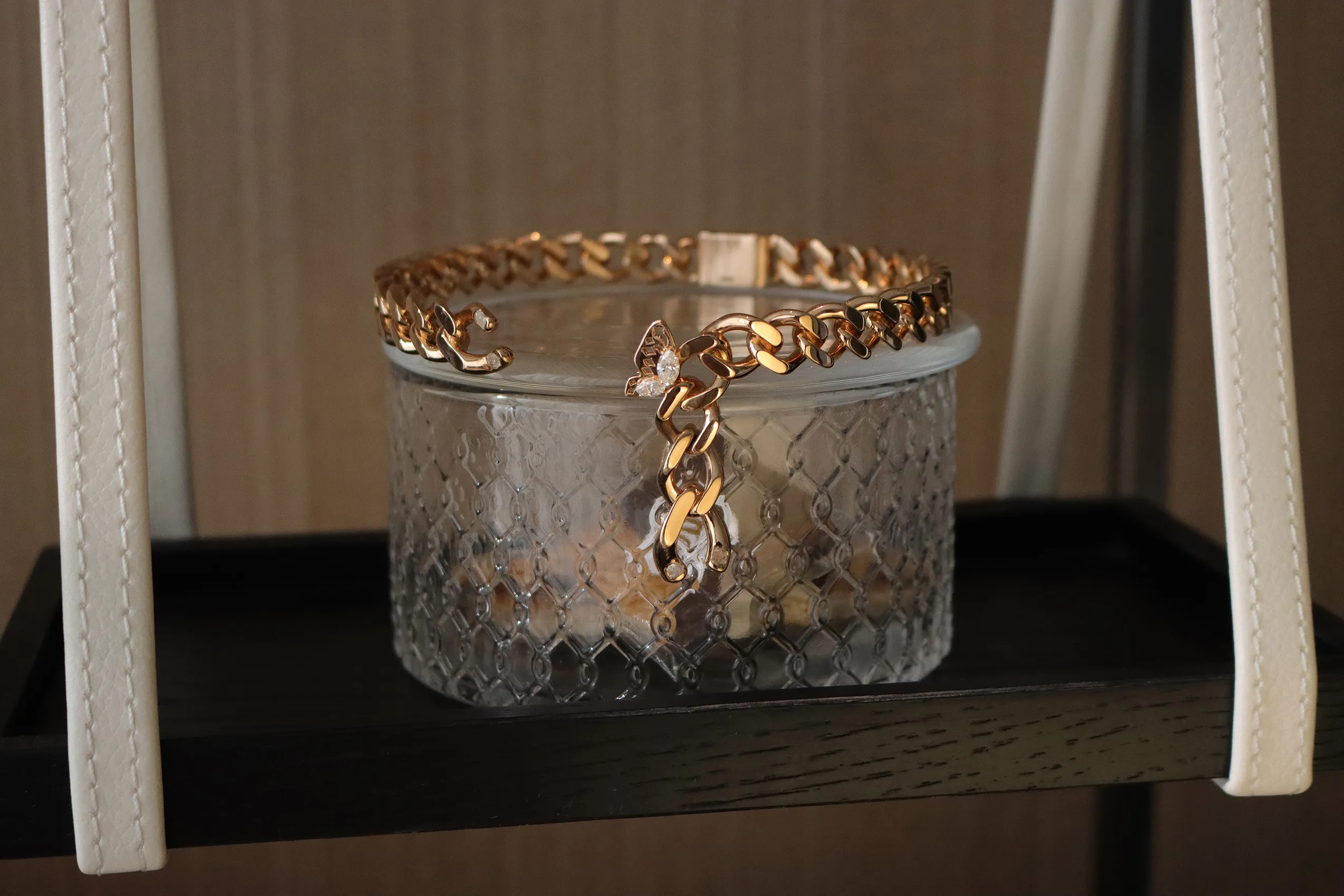 <p>18k yellow gold and diamond Butterfly choker by Moody Jewellery. The butterfly is depicted breaking the chain, a meditation on resilience and independence</p>
