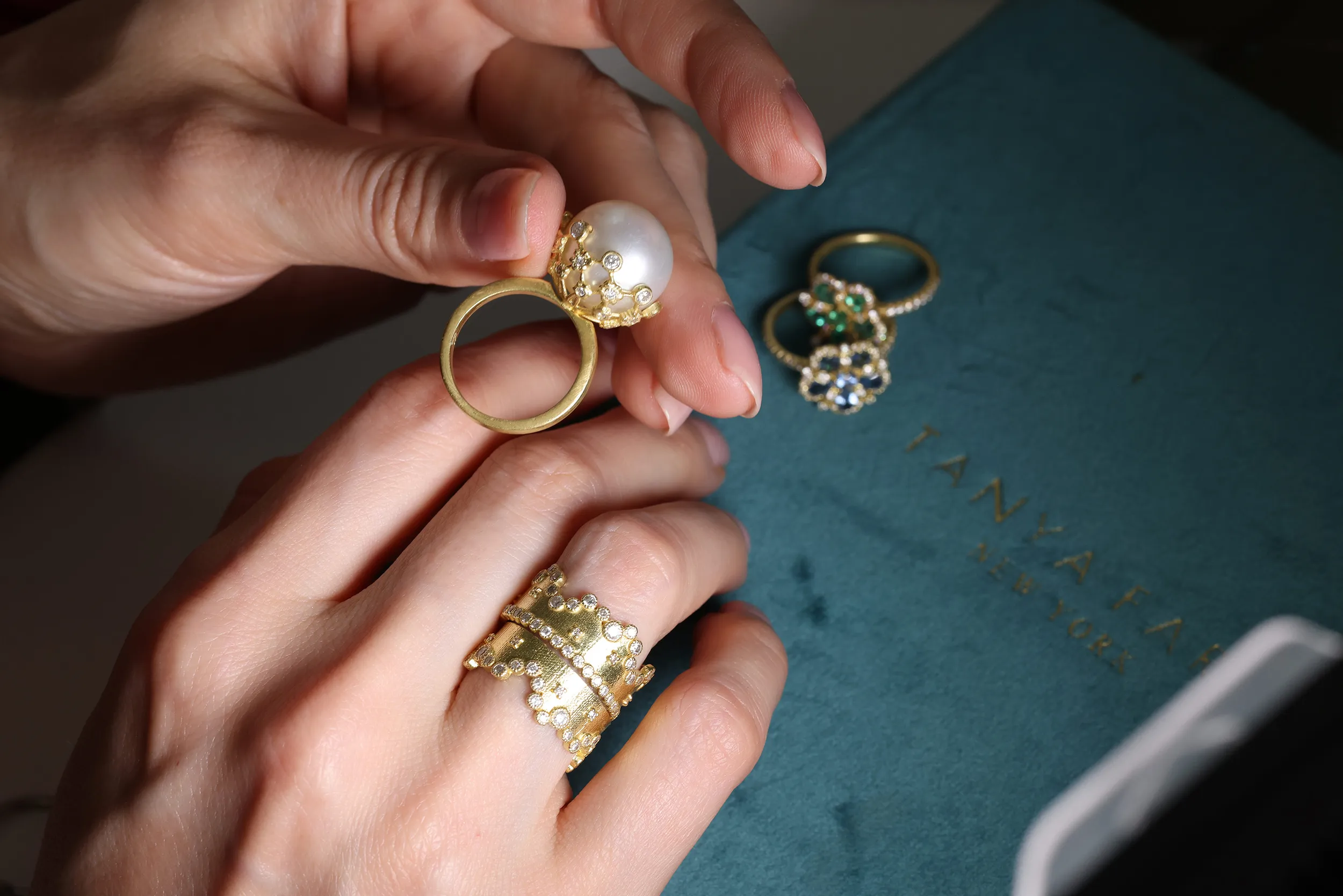 <p>Katerina Perez takes a closer look at the Modern Etruscan South Sea pearl and diamond ring by Tanya Farah Fine Jewelry</p>

