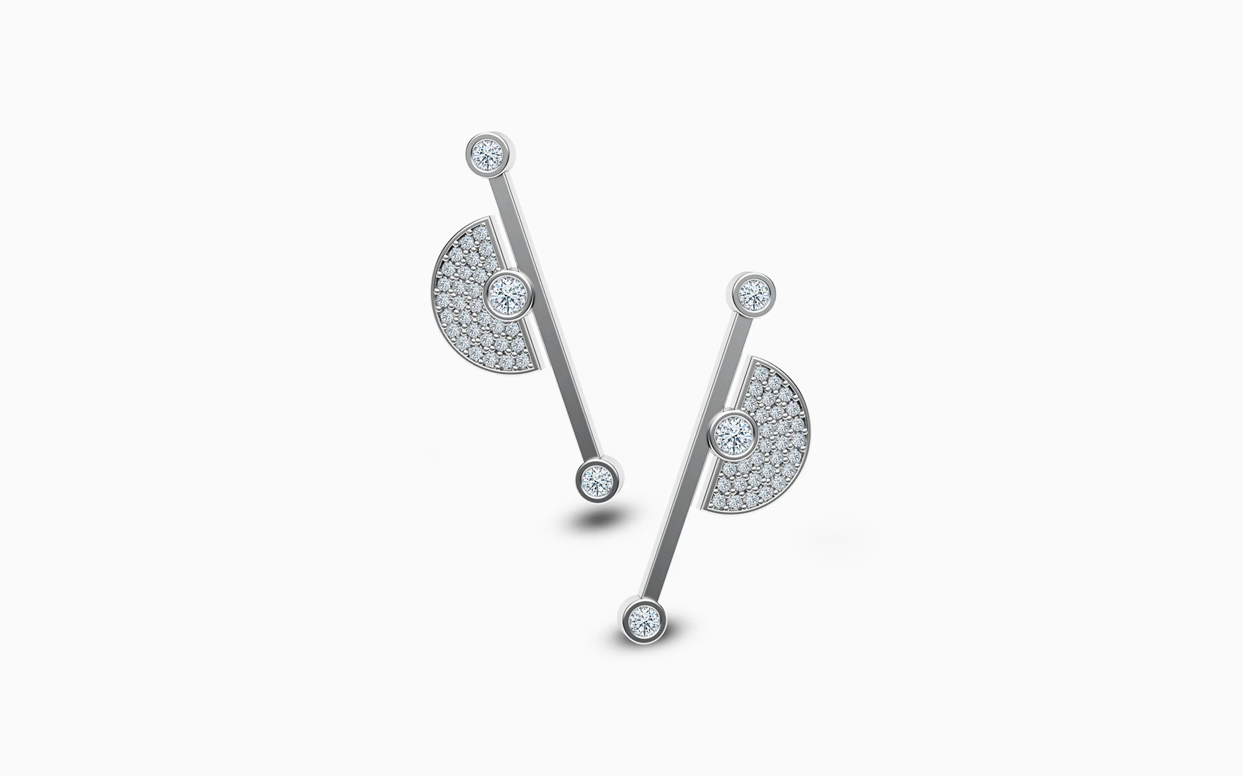 Korbička Šperky has reinterpreted Art Deco style archways and graphic lines in these contemporary earrings with round brilliant-cut diamonds in 18k white gold 