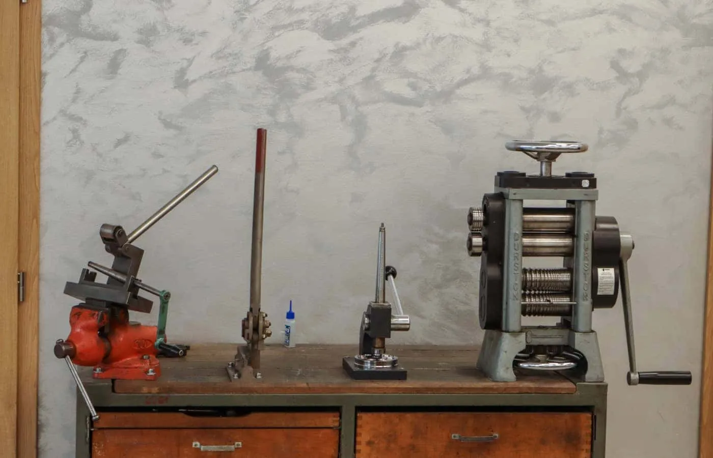 Traditional jewellery-making tools can be found in the Korbička Šperky on-site workshop in Brno, Czech Republic