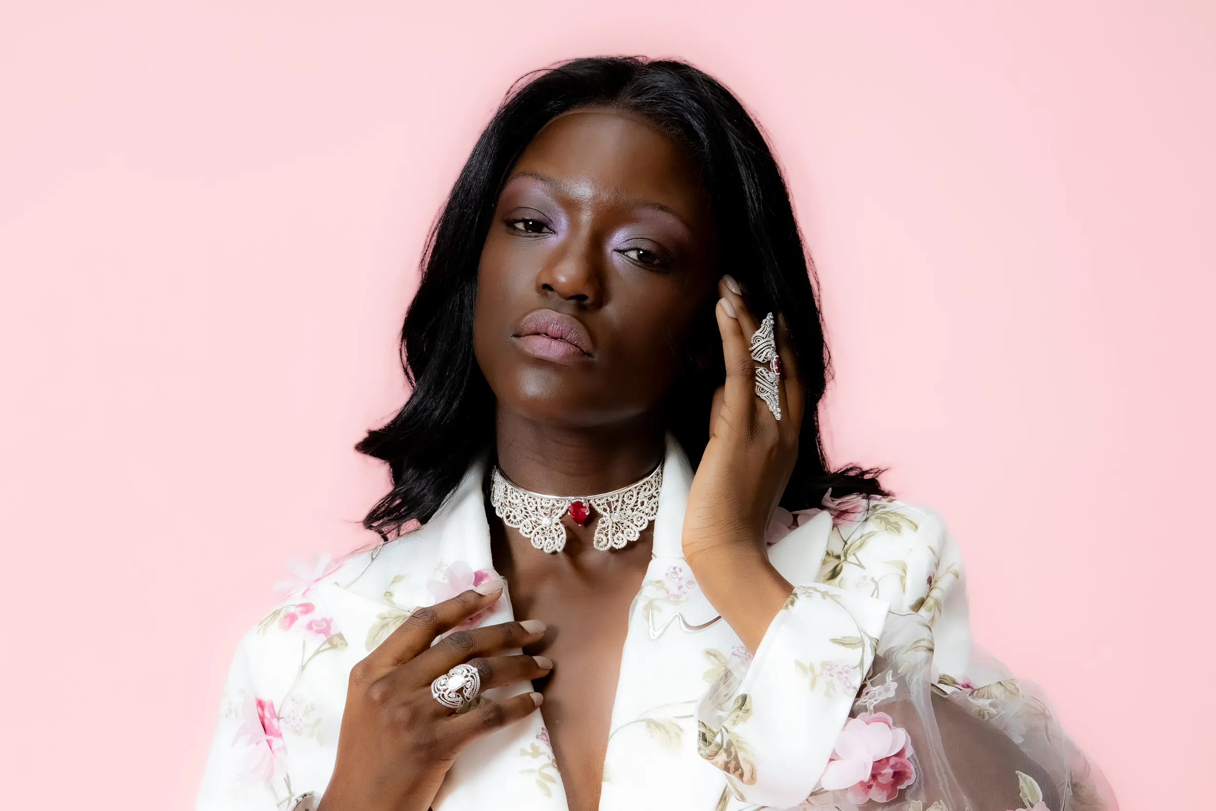 <p>Gold and diamonds are woven directly onto an Avalon base, stitch by stitch, with millimetre-level precision under a microscope</p>