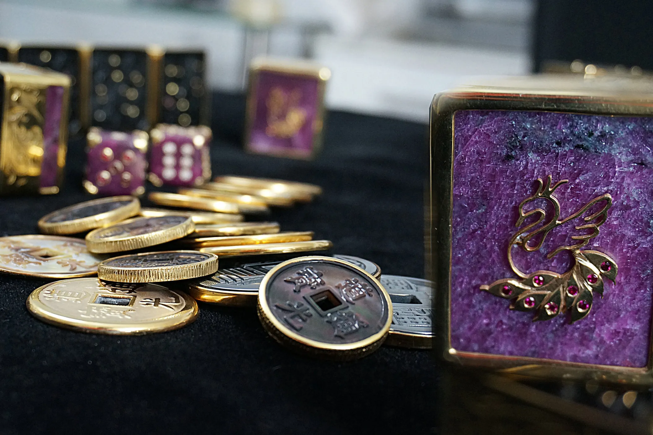 L'aquart x S.T. Dupont Haute Creation The Worlds Most Luxurious Mahjong Set. Their main component solid blocks of Tanzanian ruby -- a gemstone representing the expression of the fiery energy of the sun, nobility and Royalty