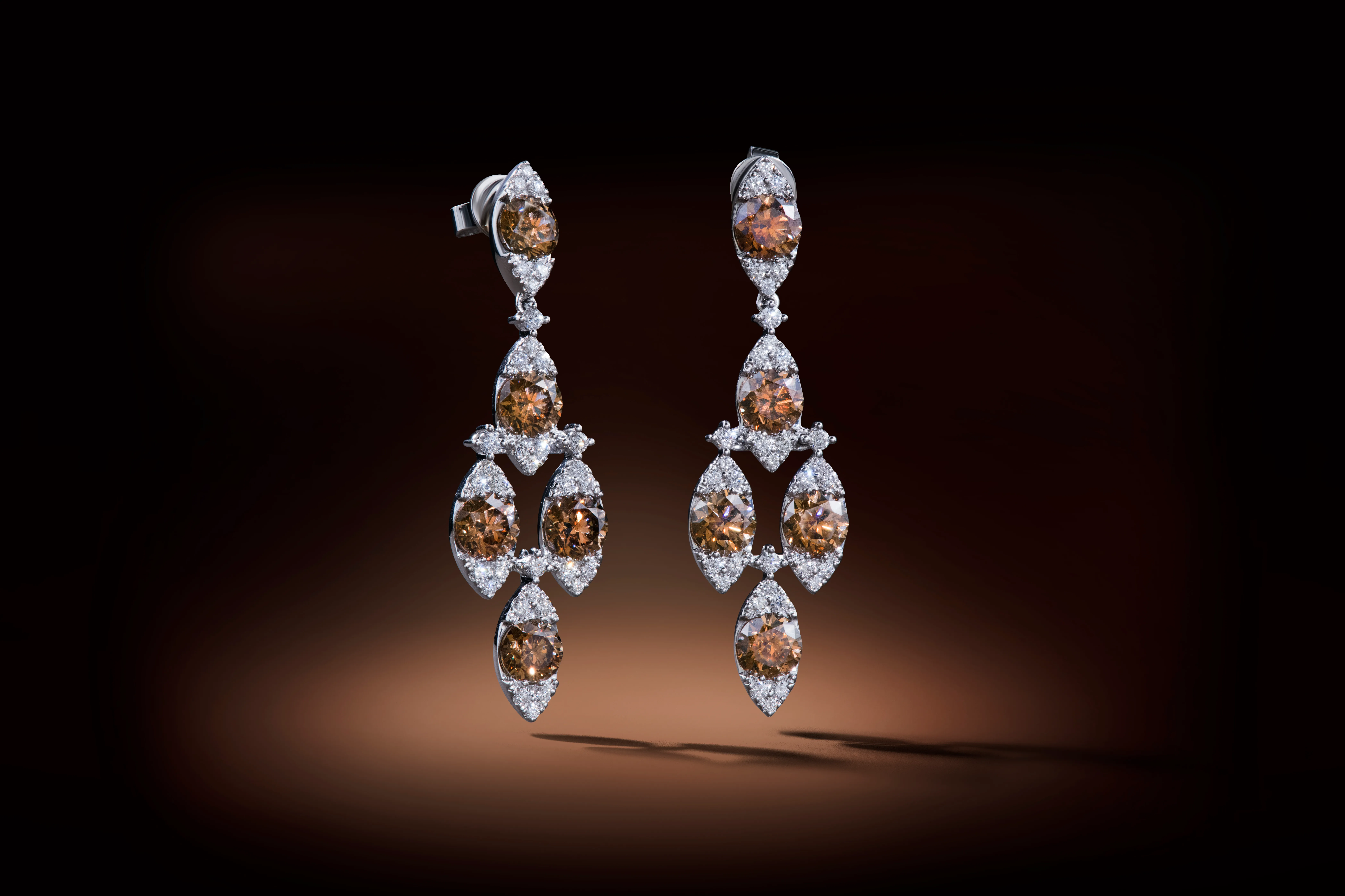 Le Vian Couture® Sheba earrings with 6.24 carats of natural fancy coloured Chocolate Diamonds® and Vanilla Diamonds® in 18k Vanilla Gold®