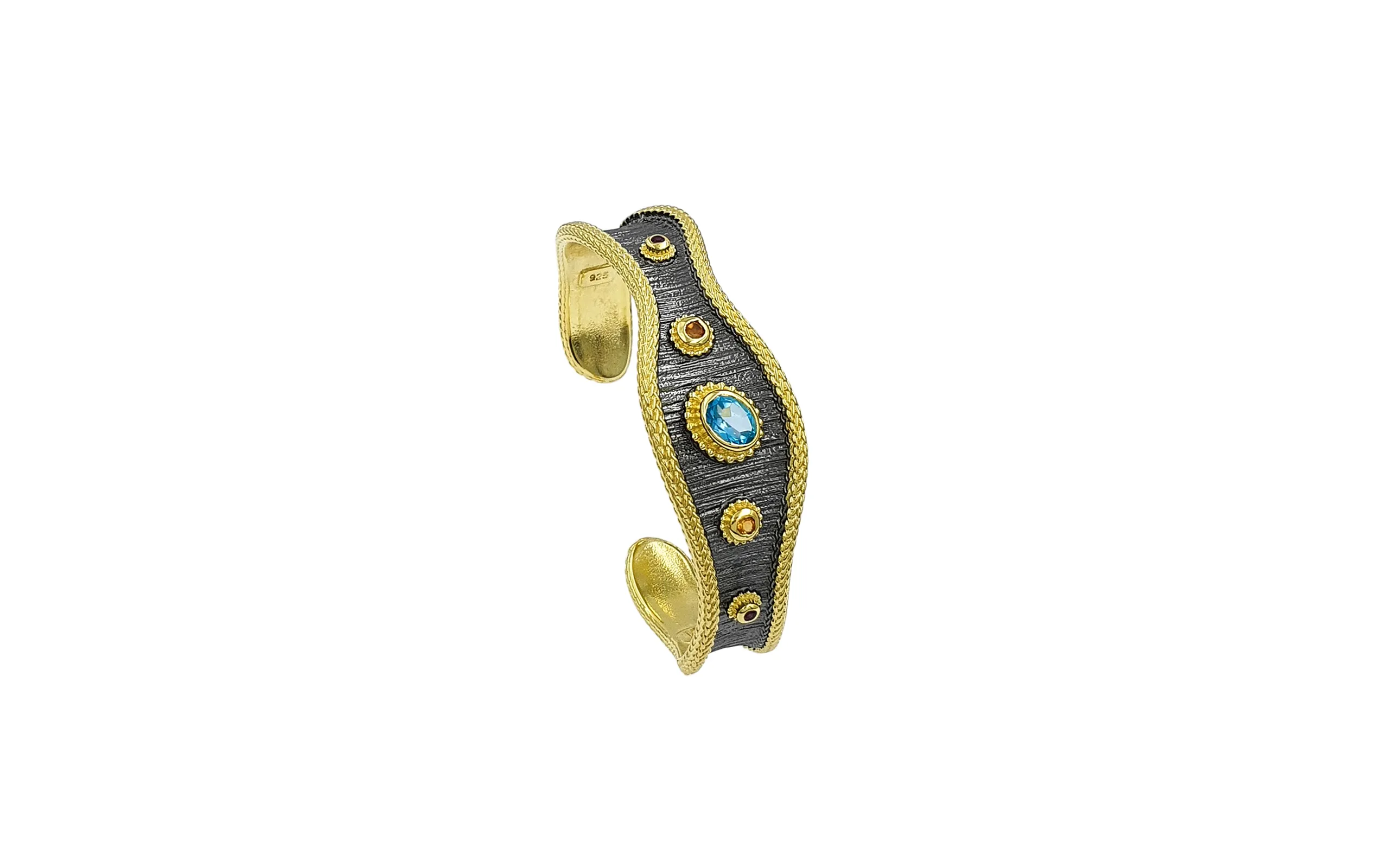 MJM Jewels by Markella bracelet in yellow gold- and rhodium-plated sterling silver with coloured gemstones 