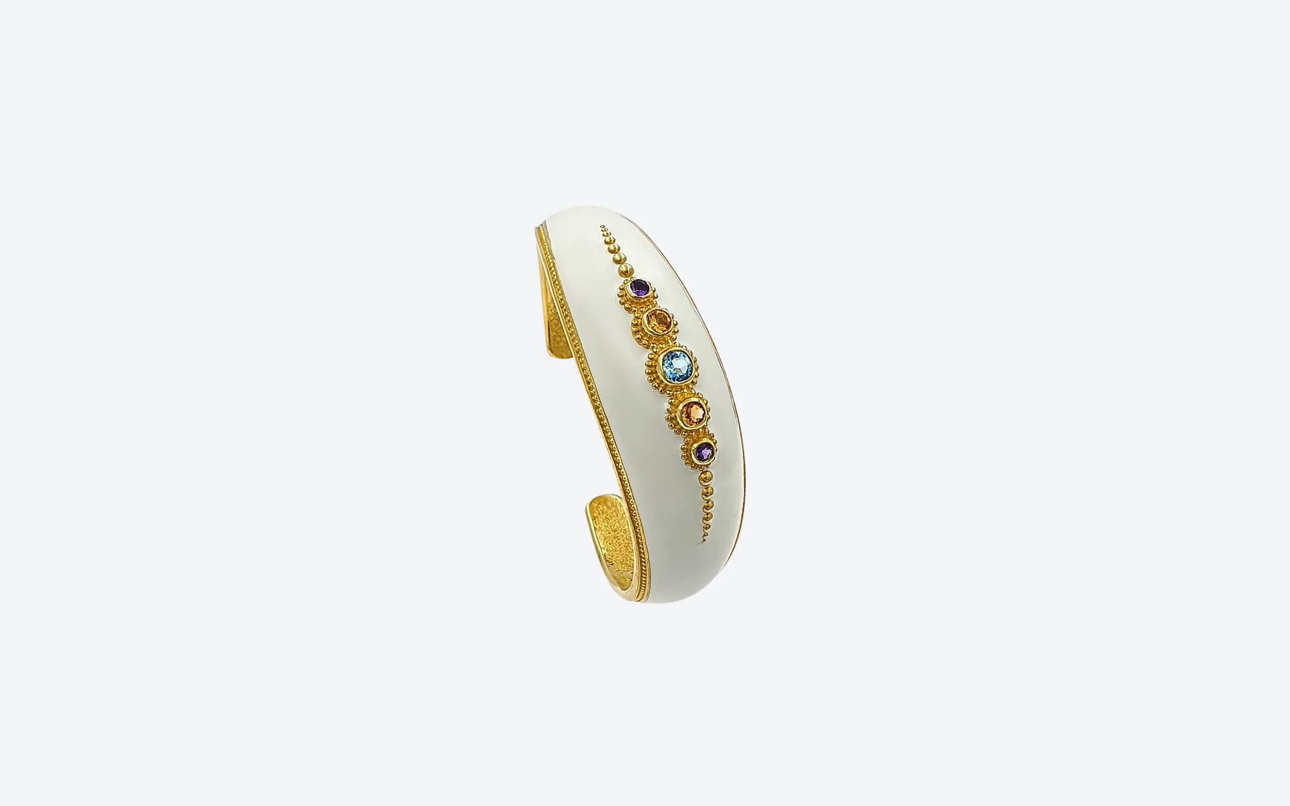 MJM Jewels by Markella bracelet in yellow gold-plated sterling silver with coloured gemstones and white enamel 