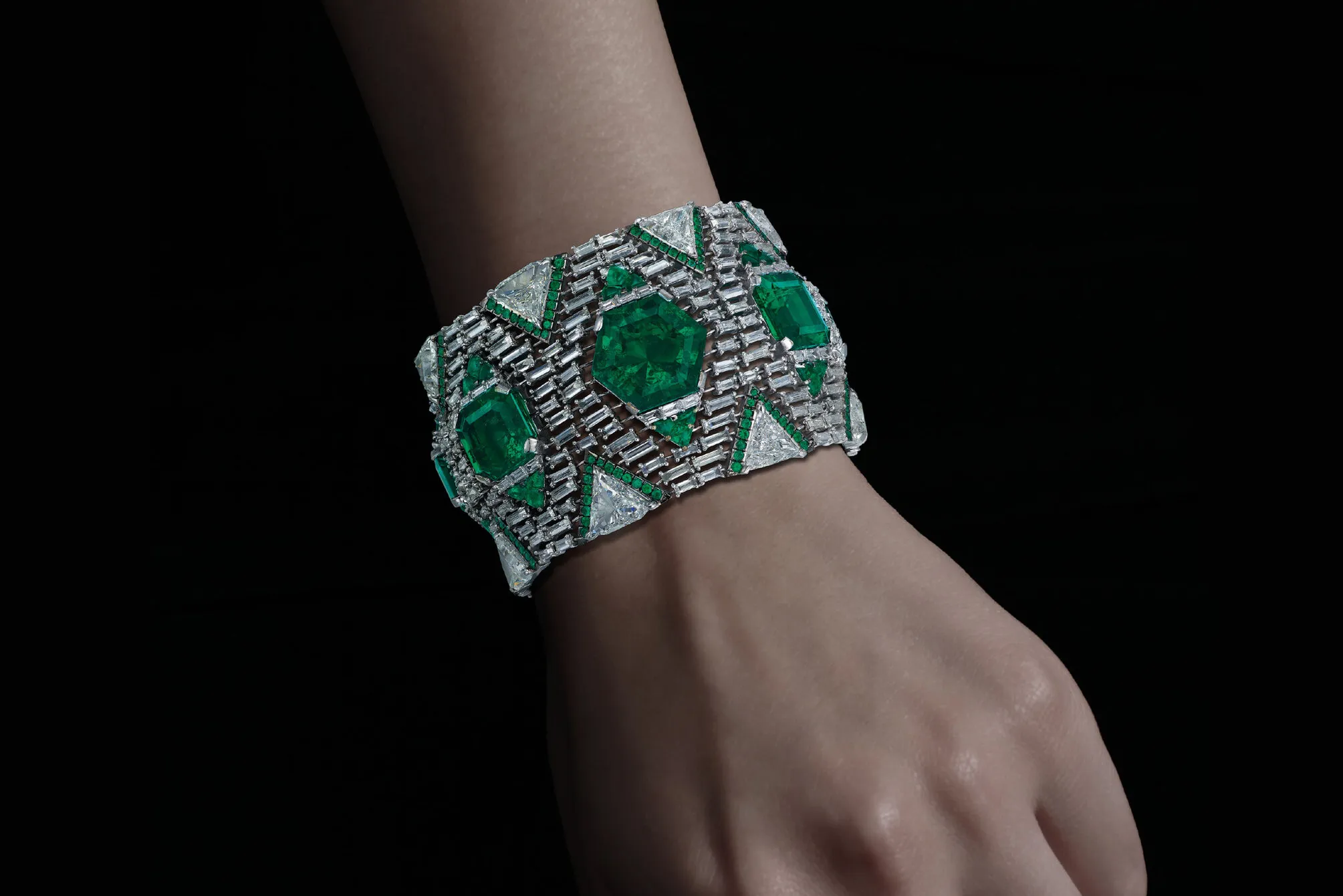 Magnificent emerald and diamond bracelet by Boghossian