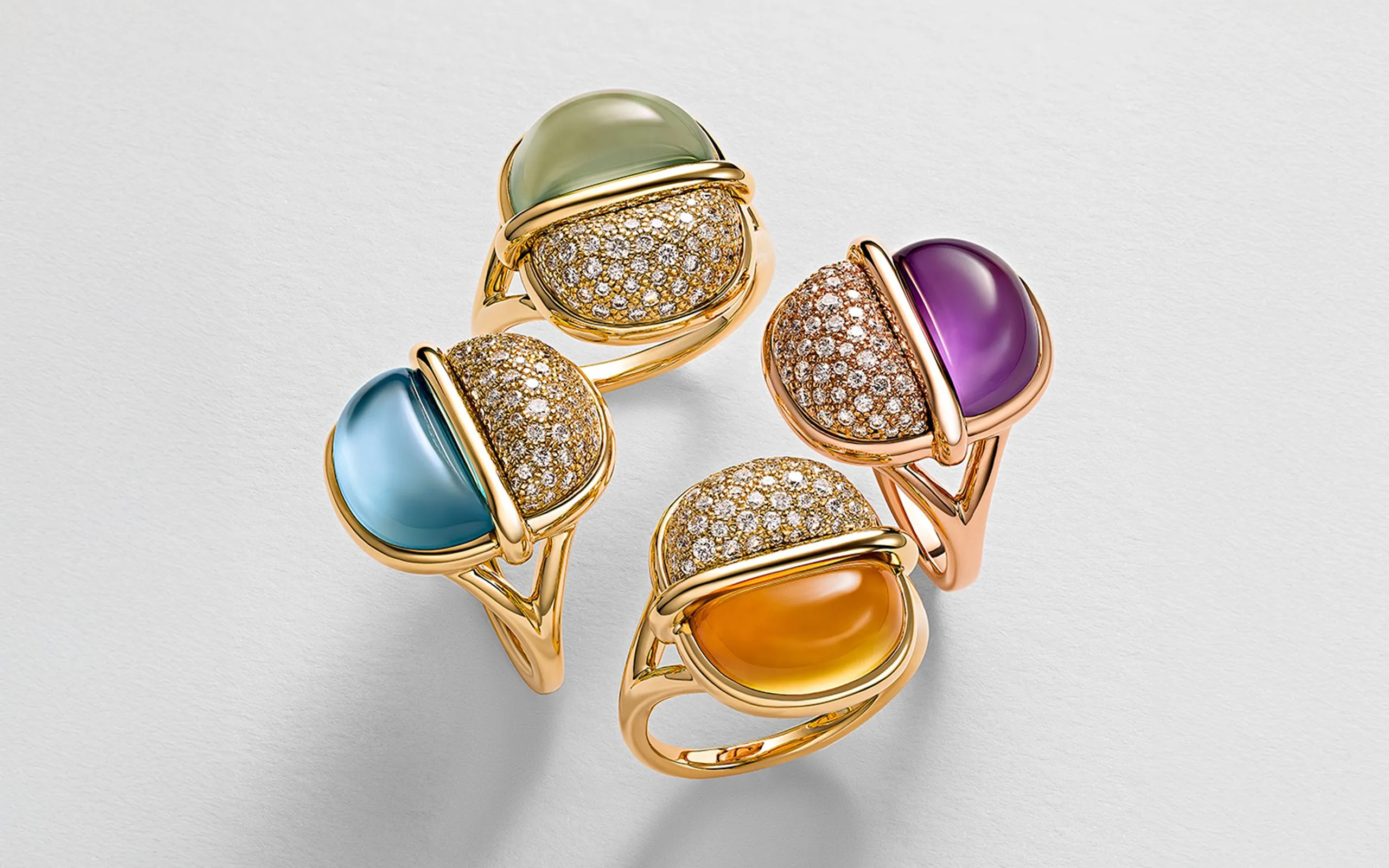 A selection of cocktail rings from the Amrita collection by Marceline Paris 