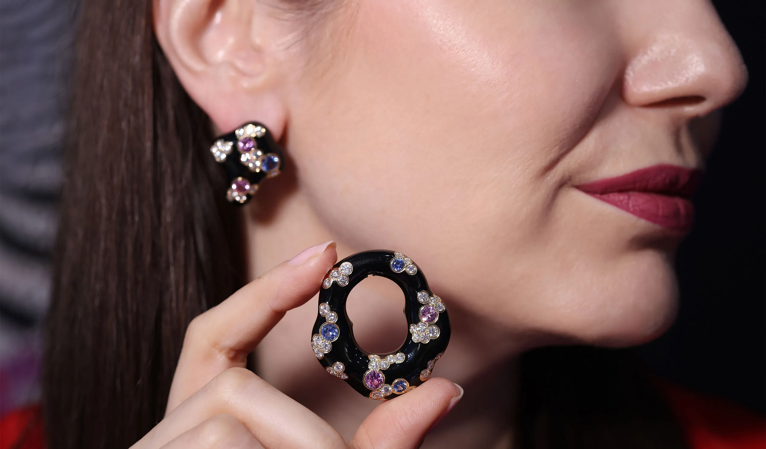 <p>The earrings are convertible, transforming from dramatic to day-ready studs</p>