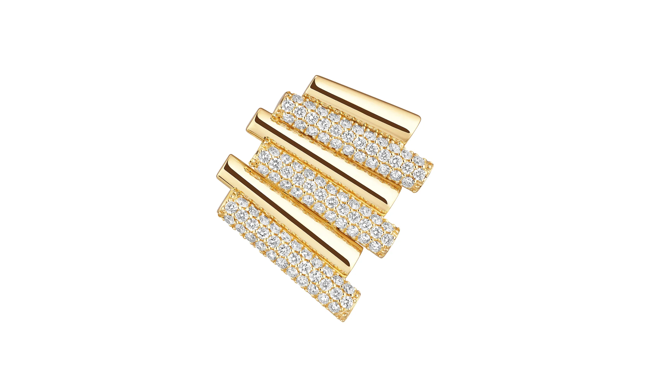 Messika Roc ear cuff with white diamonds in 18k yellow gold from the Terres d’Instinct High Jewellery collection