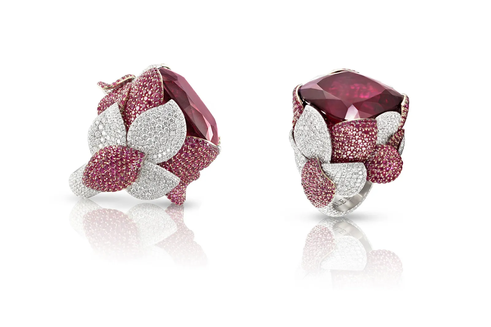 <p>Pasquale Bruni &#8216;Vento Atelier&#8217; collection ring in white gold, rubellites, rubies and diamonds</p>
