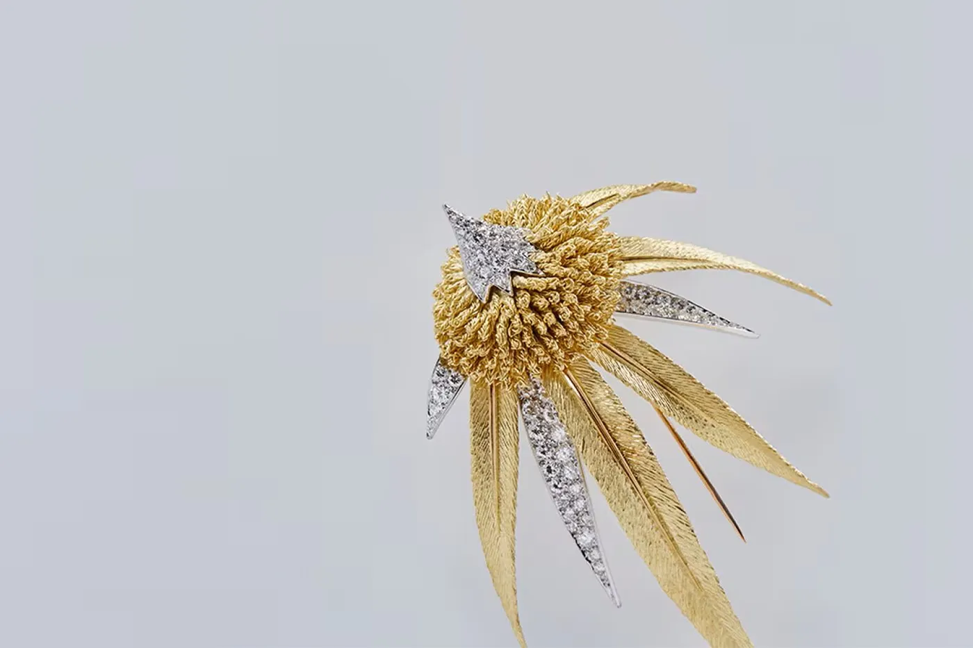 <p>Pierre Sterlé yellow gold and diamond bird brooch, circa 1960, from a private collection</p>