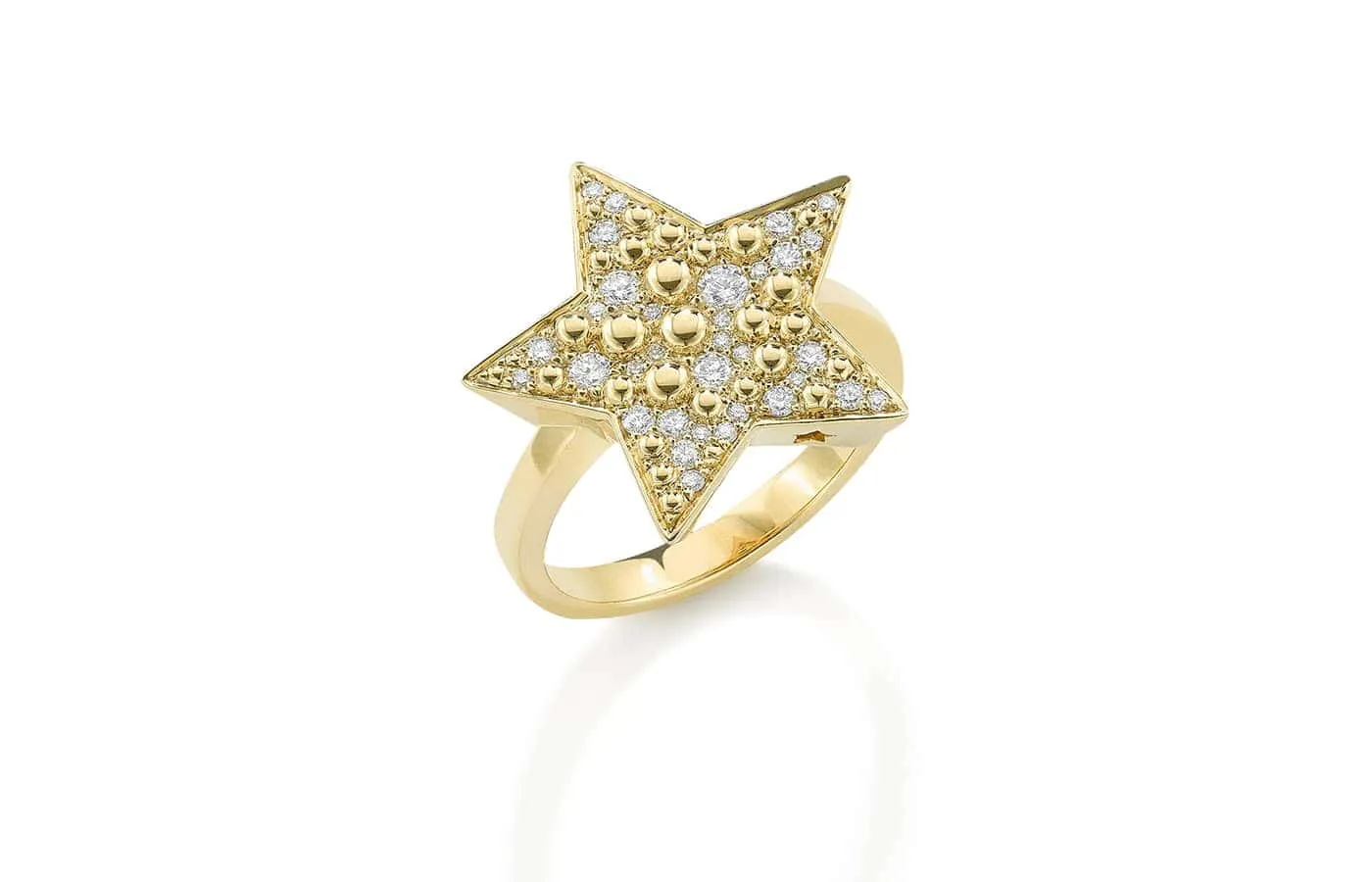 Robinson Pelham Vega Gold Bobble ring with diamonds in 14k yellow gold