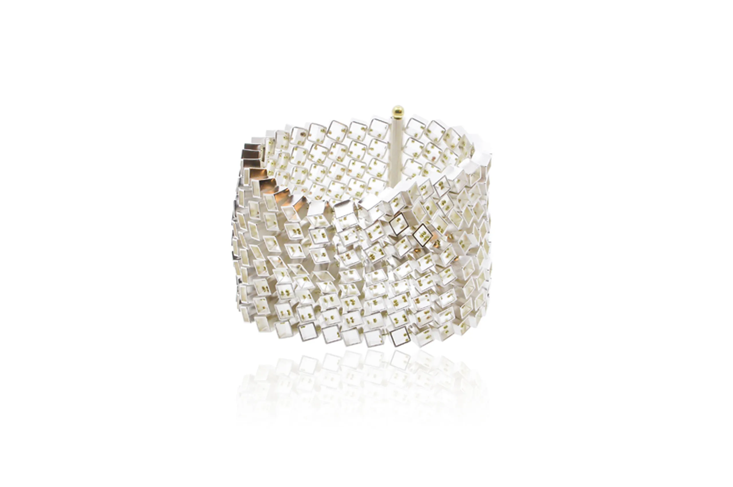 Salima Thakker bracelet from the Modular collection crafted in sterling silver with 18k yellow gold thread