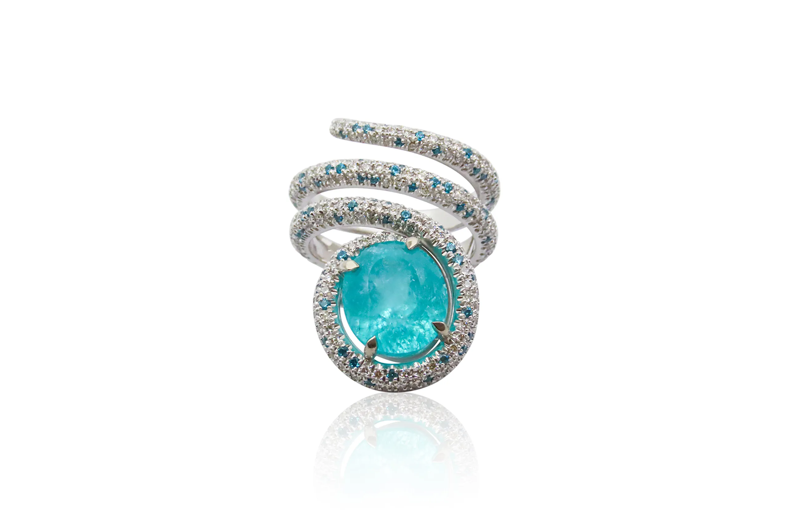 A Paraiba tourmaline and diamond ring by 2025 Couture debutant Salima Thakker
