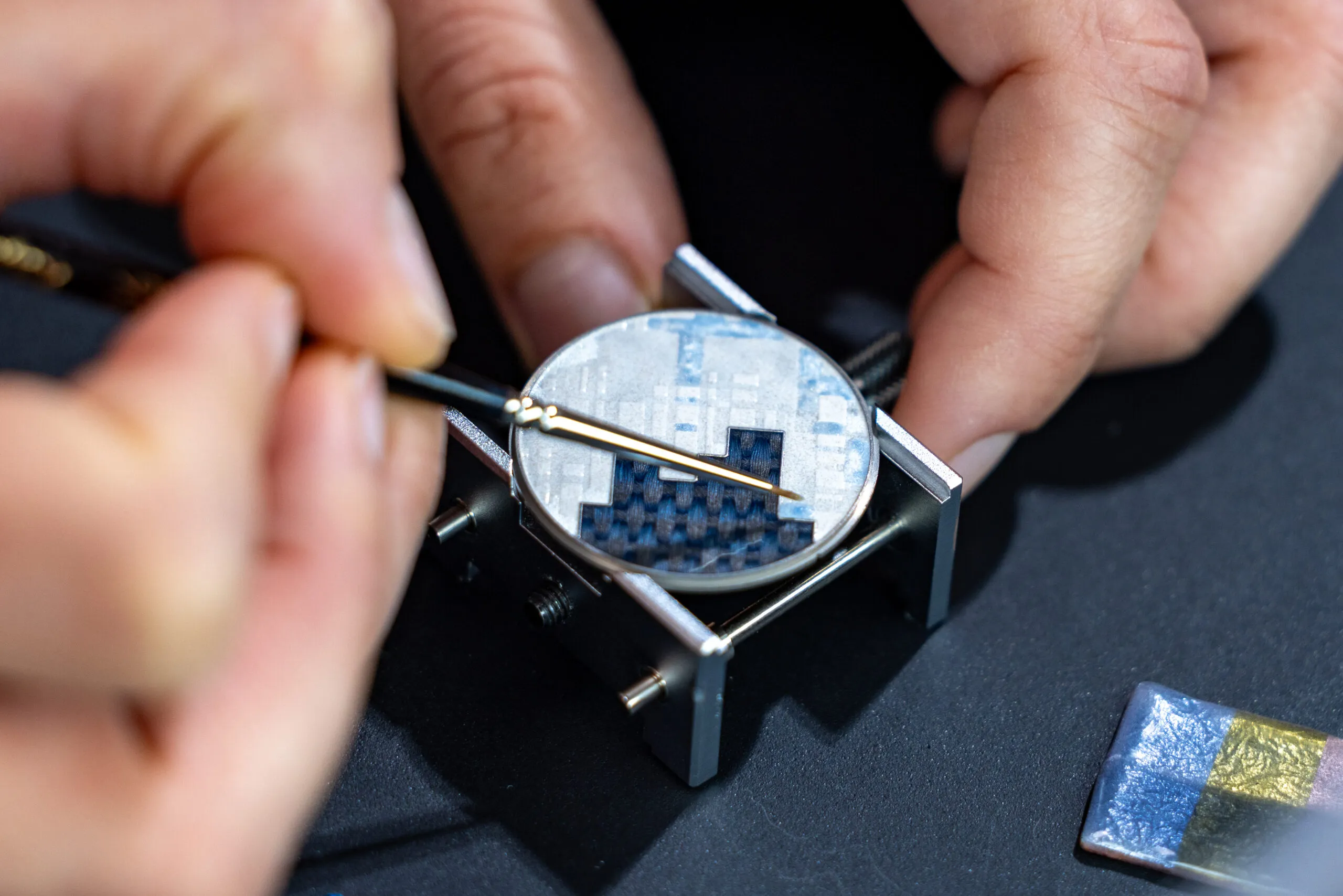 Hand-painted elements bring the texture of tartan to life in the TAOS Savile Row watch 