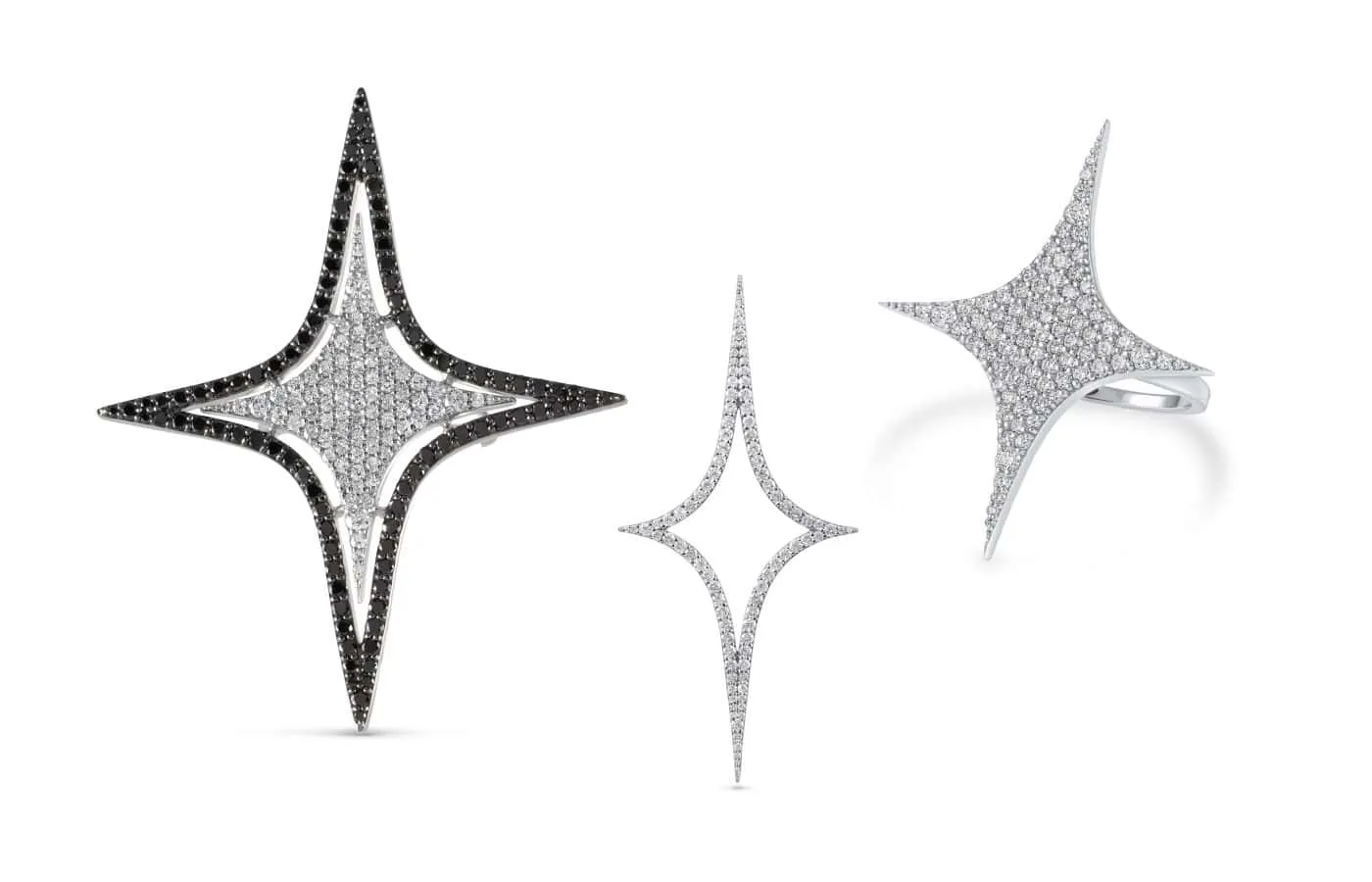  Pieces from the Sparkle collection by Emirati brand TOi, including a rings and an ear cuff