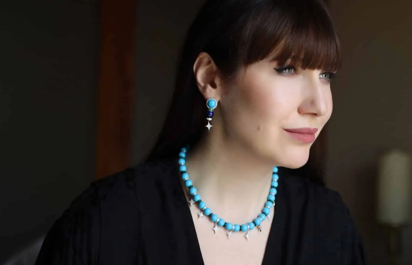  Katerina Perez wears the Paris Sparkle necklace and matching earrings by TOi