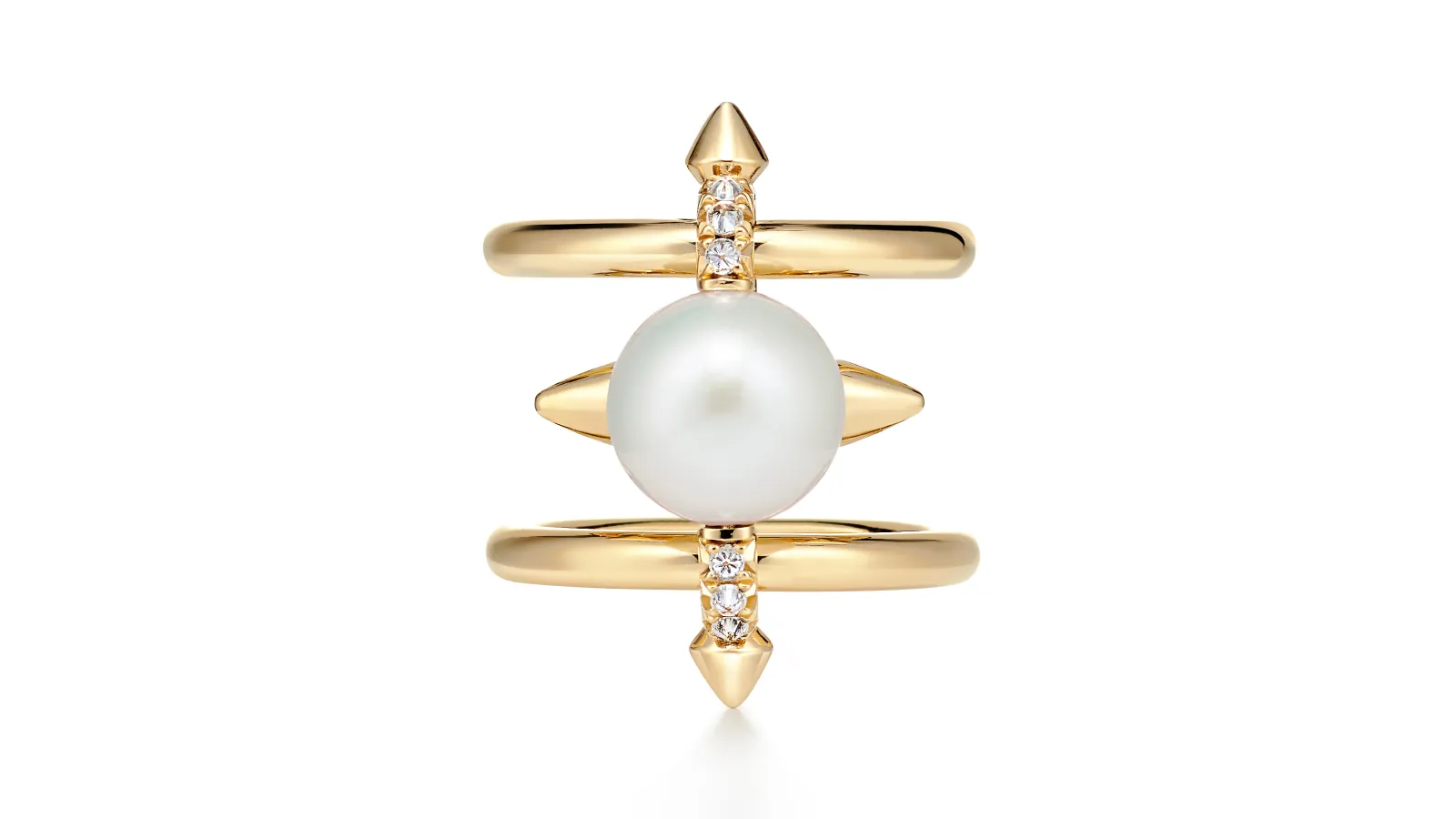 Tiffany Titan by Pharrell Williams pearl and 18ct yellow gold ring with diamond accents