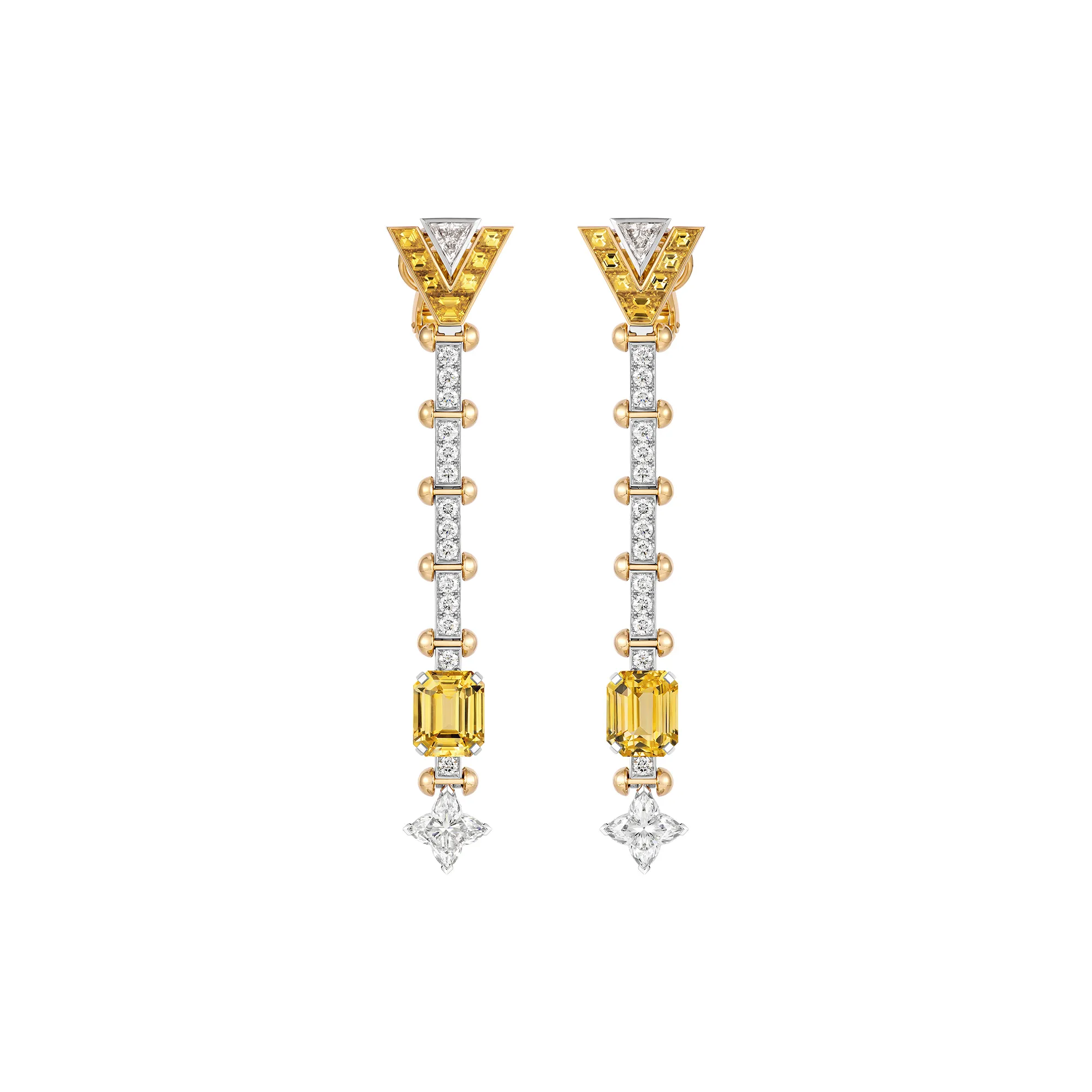 Louis Vuitton Vision earrings with yellow sapphires and diamonds from Chapter II of the Awakened Hands, Awakened Minds High Jewellery collection