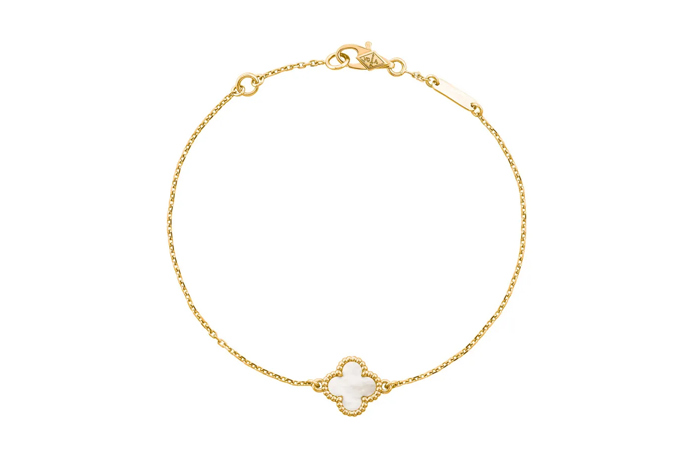 <p>Van Cleef&Arpels ‘Alhambra’ bracelet in mother of pearl and yellow gold</p>