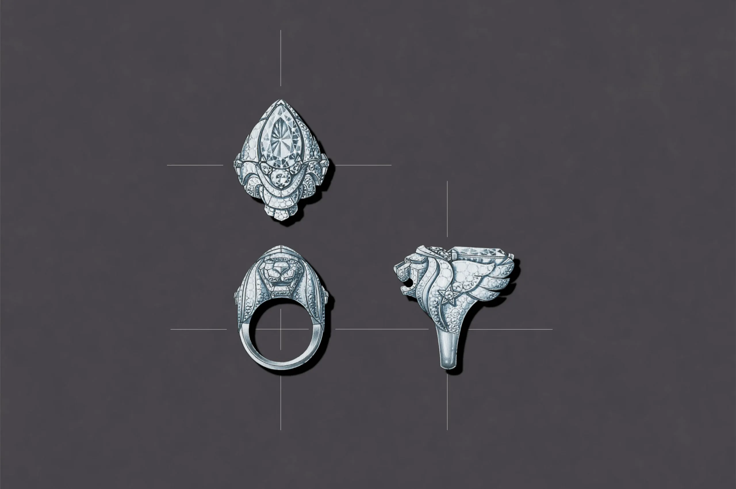 Chanel Embrace Your Destiny ring with a pear-shaped D-flawless diamond of 10.15 carats alongside further natural polished diamonds in white gold from the Reach for the Stars High Jewellery collection