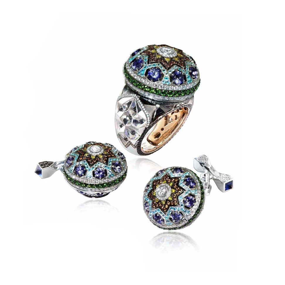 <p>Alessio Boschi the Qajar Pride Cufflinks and Ring</p>
