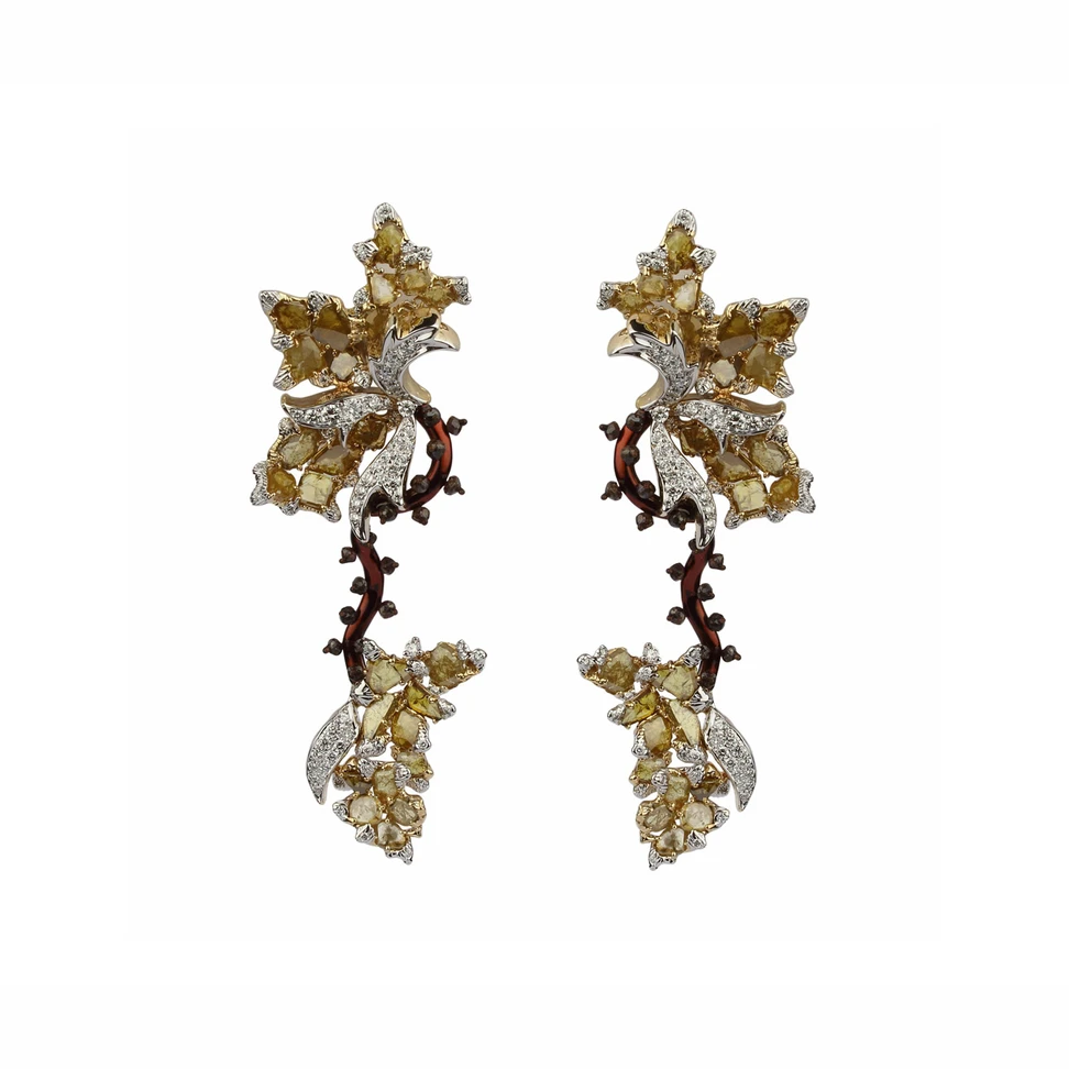 <p>Bina Goenka earrings with diamond slices</p>
